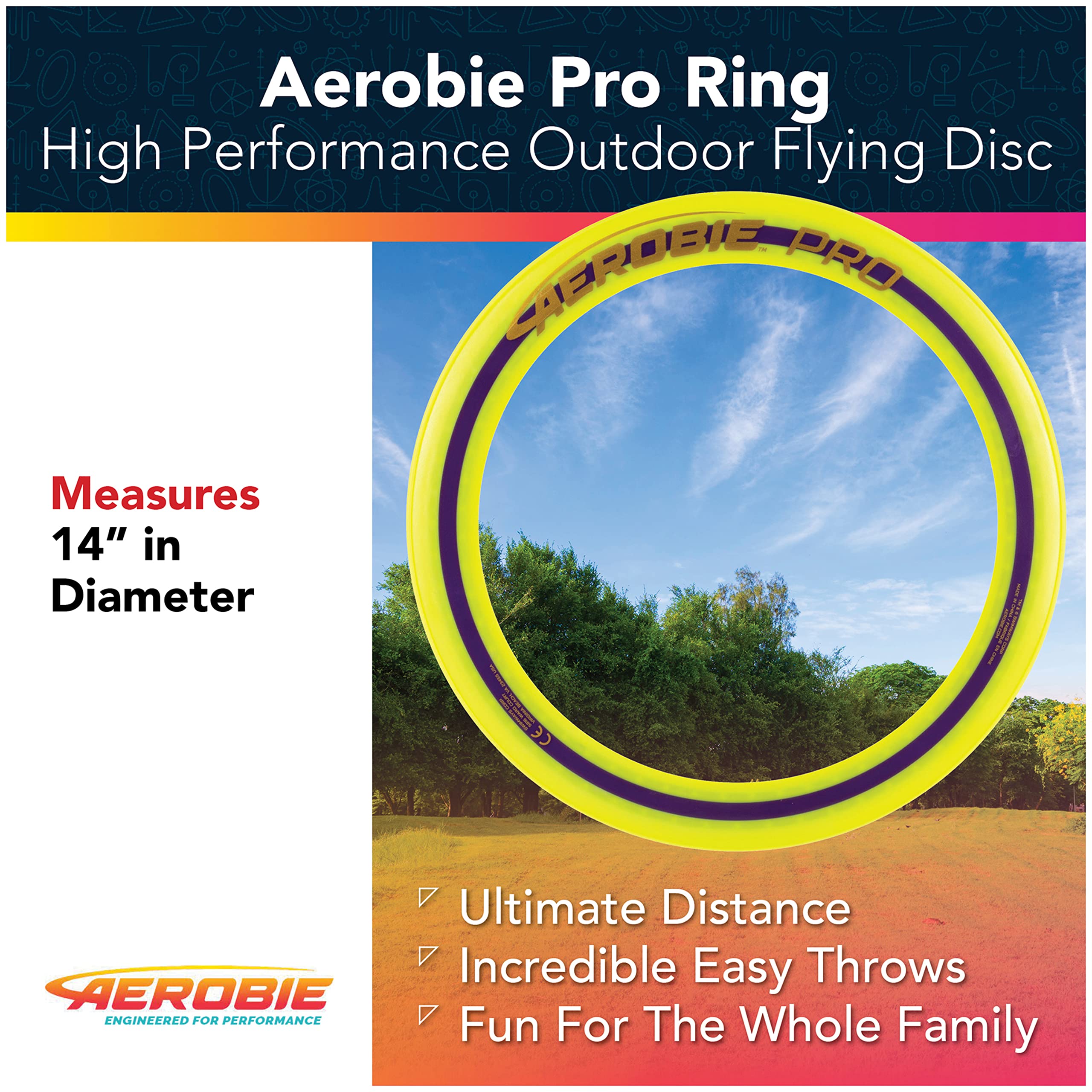 Foto 3 pulgar | Anillo Flying Disc Aerobie Pro Para Exteriores, 35,56 Cm, Color Amarillo - Venta Internacional.