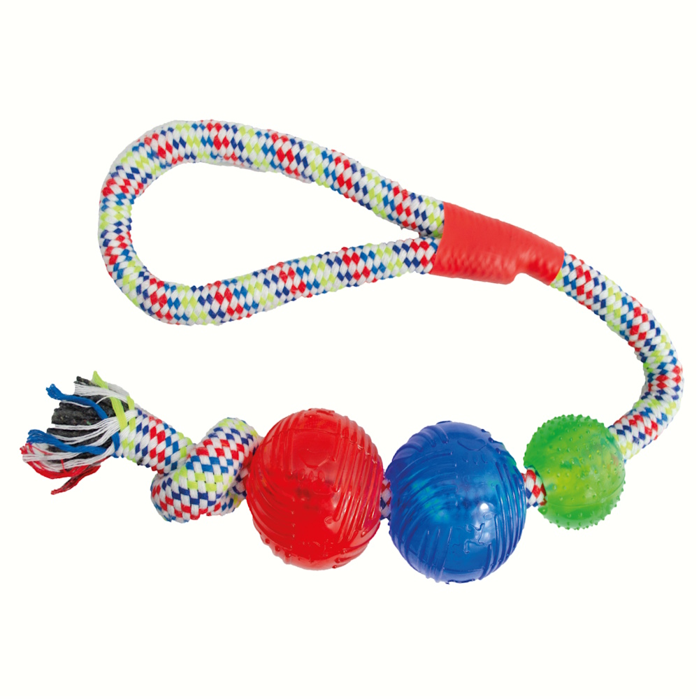 Juguete P/perro Hilo Multicolor Jaladera Y 3 Pelotas Sharpaw