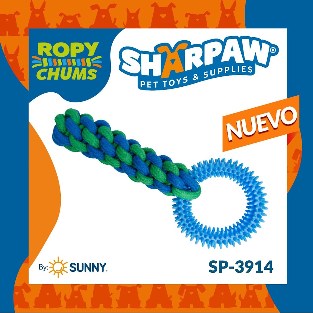 Foto 4 pulgar | Juguete P/perro D/hilo Trenzado Aro Caucho C/picos Sharpaw