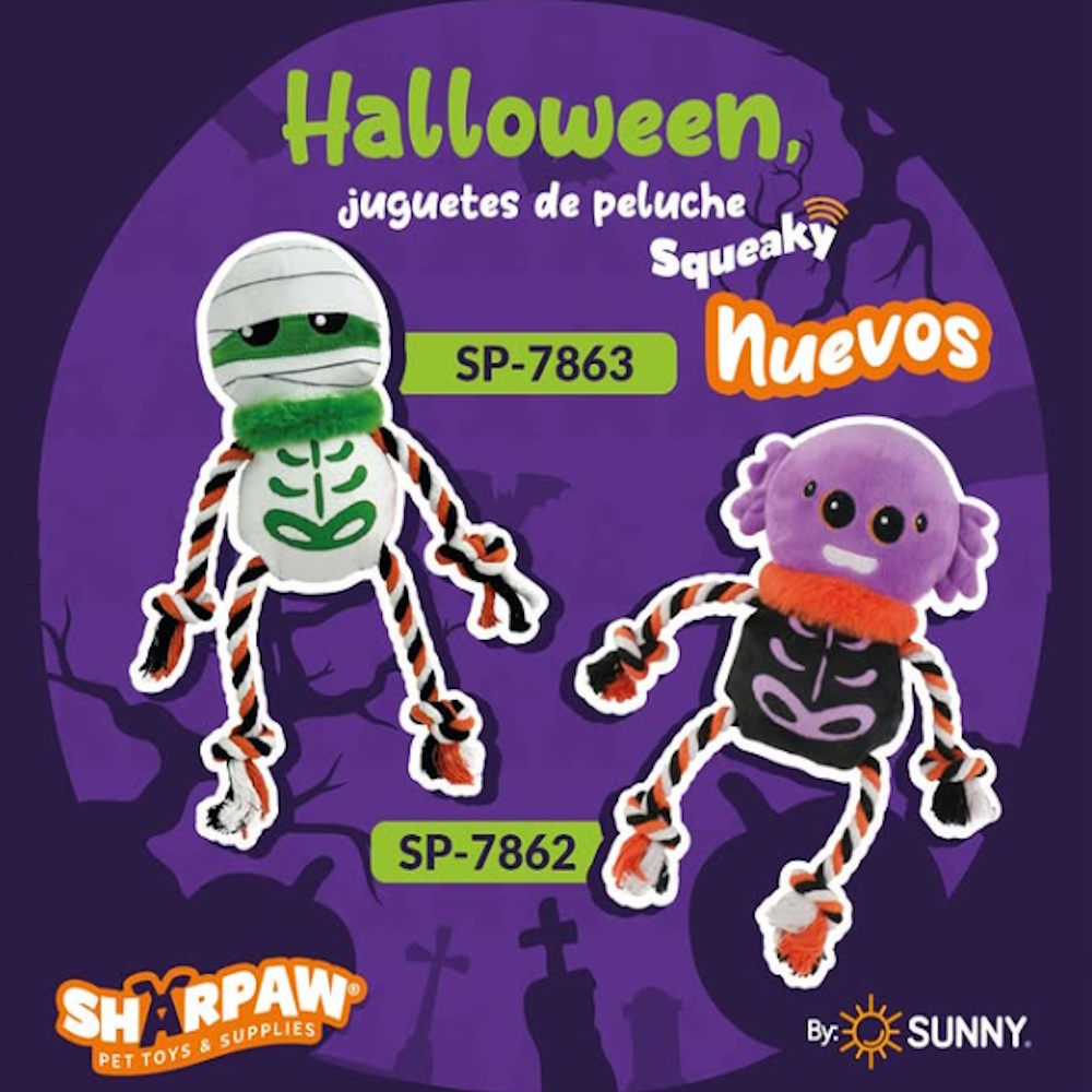 Foto 5 pulgar | Juguete Peluche P/perro Sonido Spider Cuerda Sharpaw