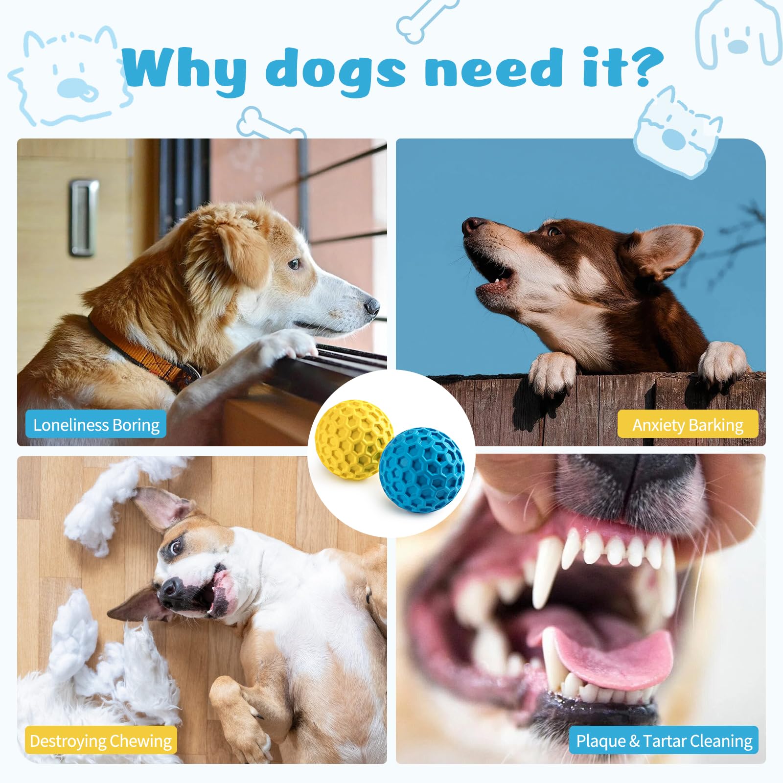 Foto 5 pulgar | Juguete Para Perros Hippih Indestructible Squeaky Balls, Paquete De 2 Unidades Para Perros - Venta Internacional.