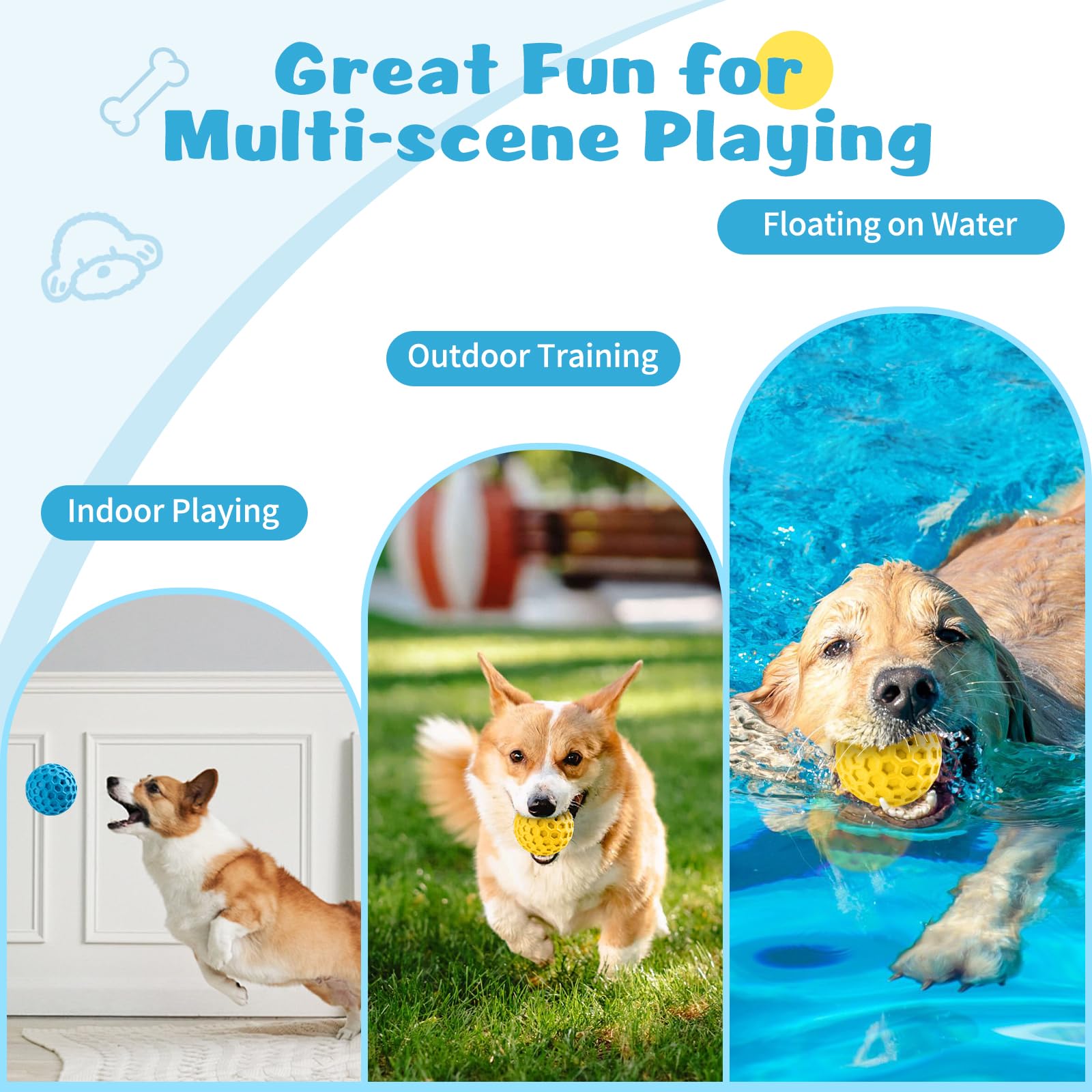 Foto 5 | Juguete Para Perros Hippih Indestructible Squeaky Balls, Paquete De 2 Unidades Para Perros - Venta Internacional.