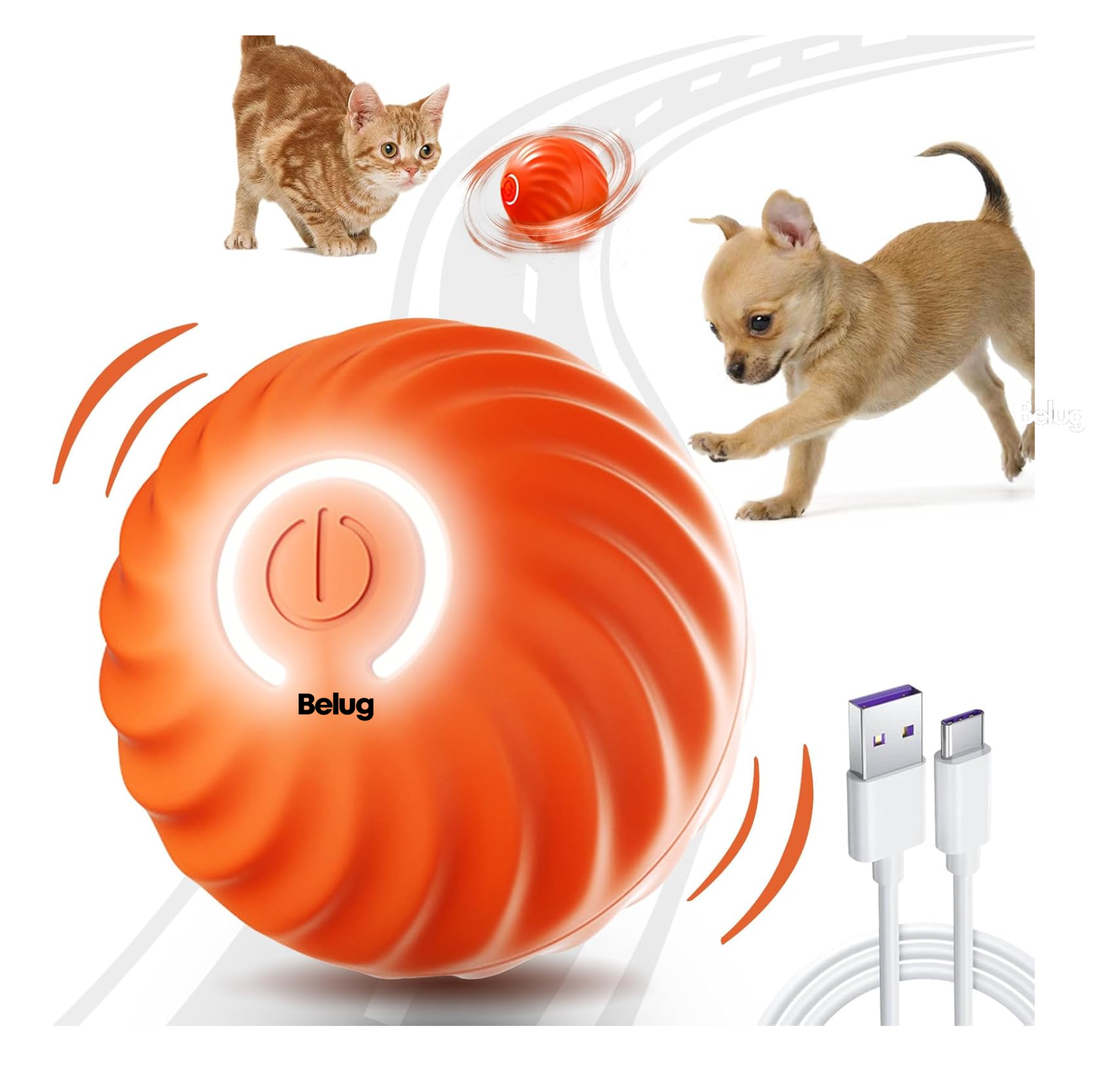 Foto 3 pulgar | Juguete Interactivo Para Mascotas Que Se Mueve Automáticamente Belug,  Naranja