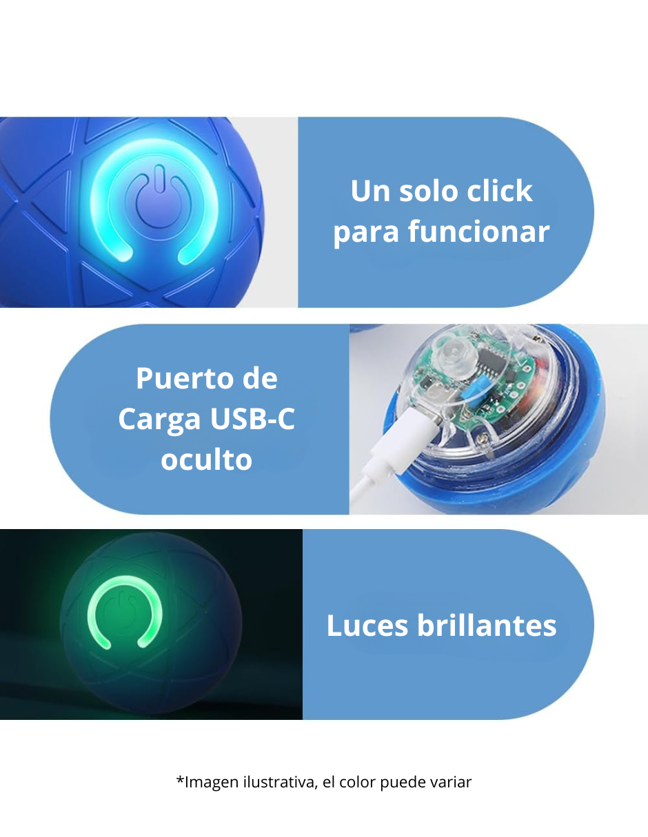 Foto 6 pulgar | Pelota Led Interactiva Para Mascotas Color Naranja