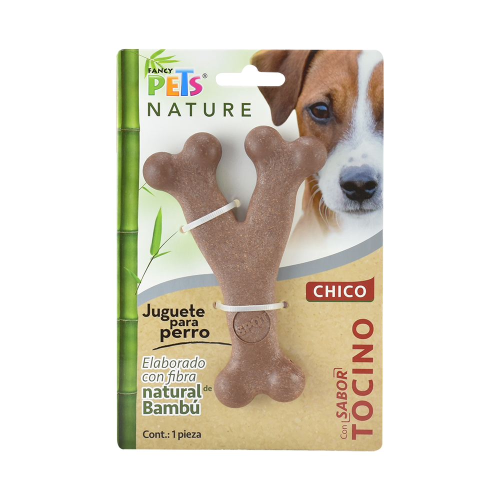 Juguete Hueso Triple Fancy Pets FL9306 de Bambú Sabor Tocino para perro Tamaño Chico