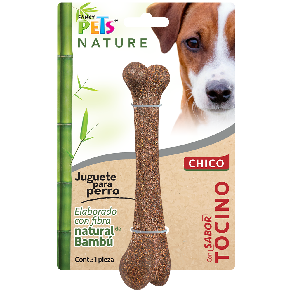 Juguete Hueso Fancy Pets para Morder con Fibra de Bambú Sabor Tocino para Perro