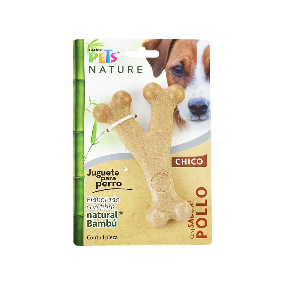 Juguete Hueso para Perro Triple de Bambú Sabor Tocino Fancy Pets Tamaño Chico