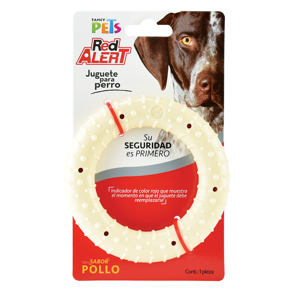 Fancy Pets Red Alert Juguete Rojo Forma Aro Con Sabor A Pollo Para Perro