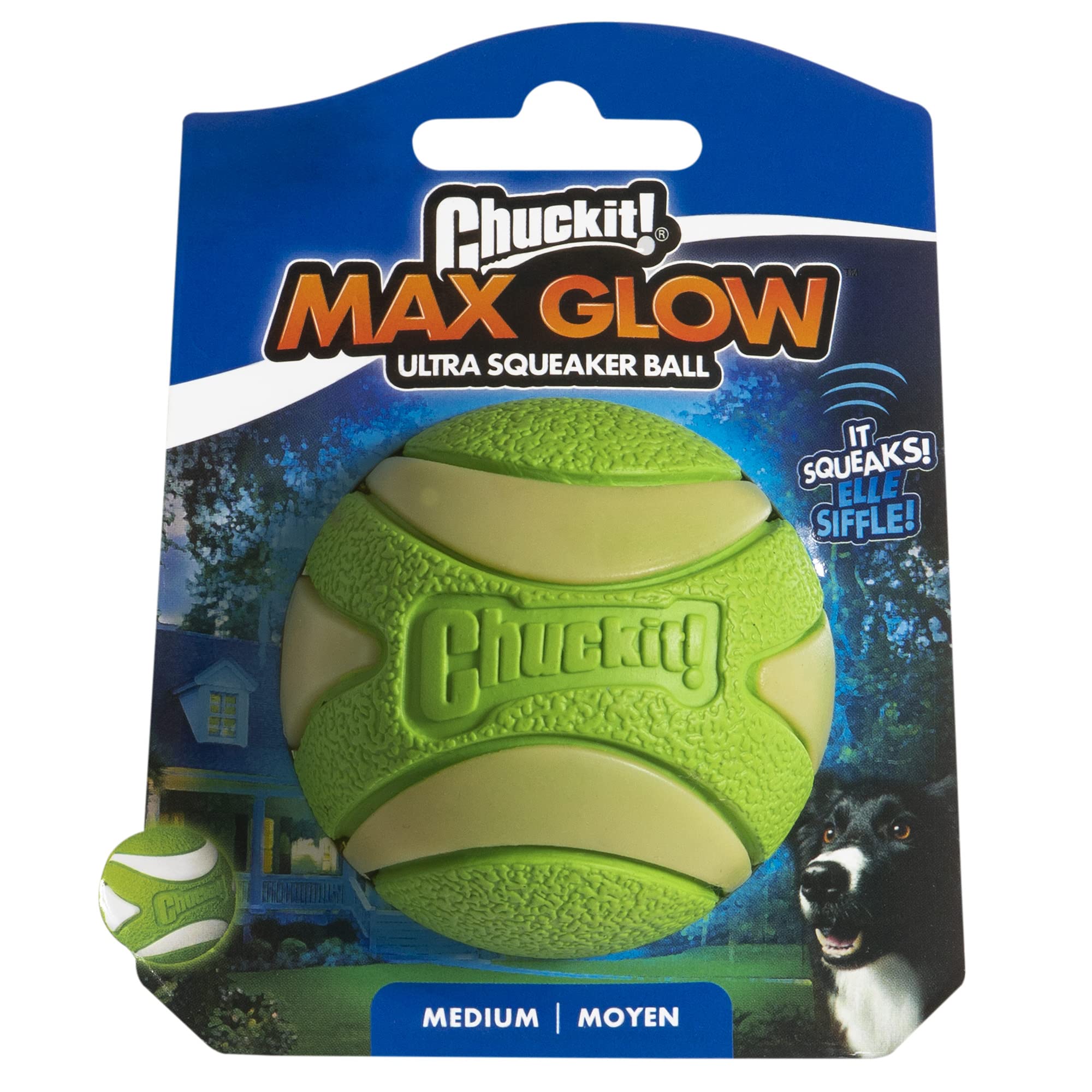 Foto 2 pulgar | ¡squeaker Ball Chuckit! Max Glow Ultra Medium Para 9 A 27 Kg - Venta Internacional.