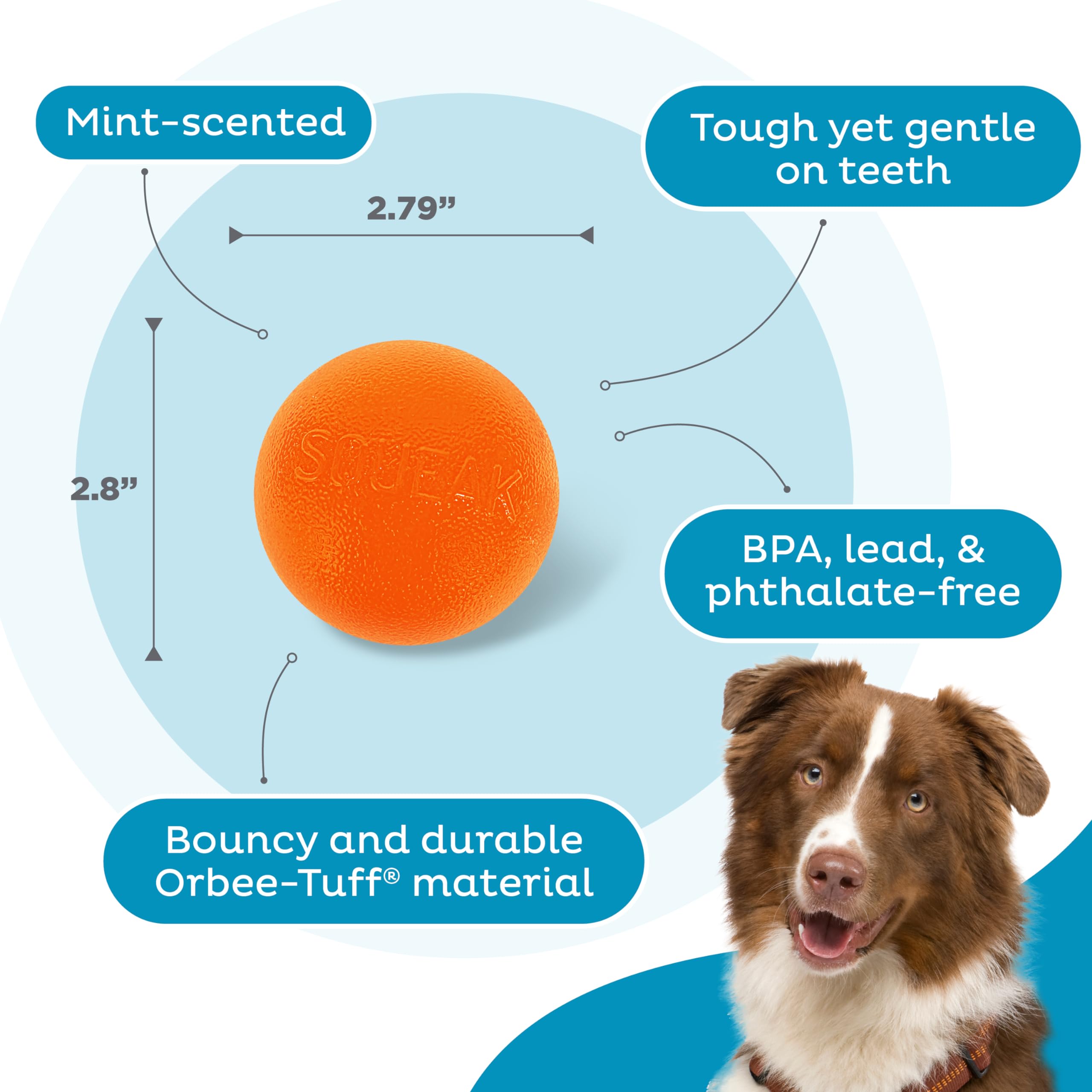 Foto 5 pulgar | Dog Fetch Toy Outward Hound Orbee-tuff Squeak Ball Naranja - Venta Internacional.
