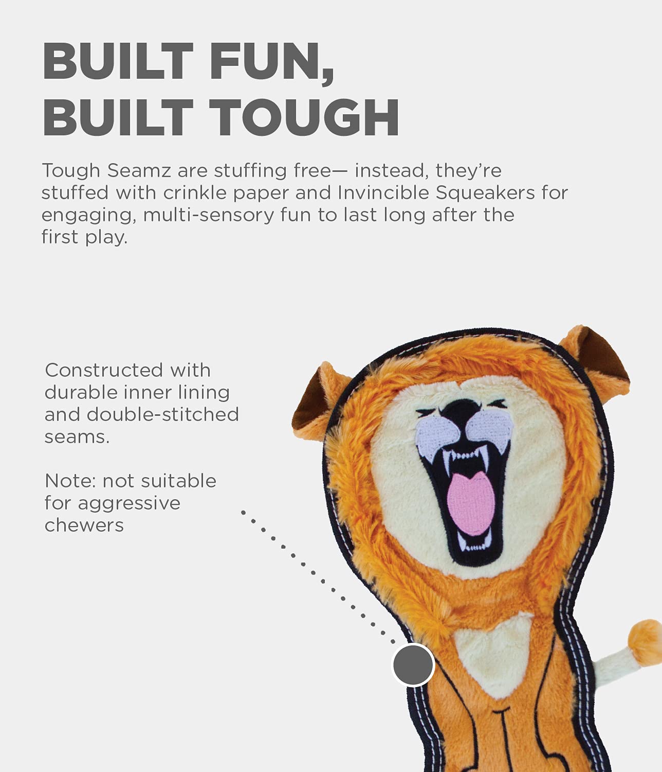 Foto 4 pulgar | Juguete De Peluche Para Perros Outward Hound Tough Seamz Lion, Tamaño Mediano - Venta Internacional.