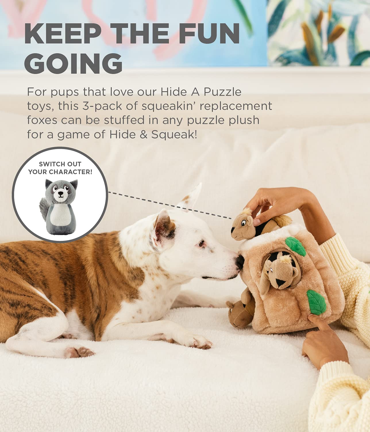 Foto 3 | Juguetes De Repuesto Para Perros Outward Hound Squeakin' Racoon, Paquete De 3 - Venta Internacional.