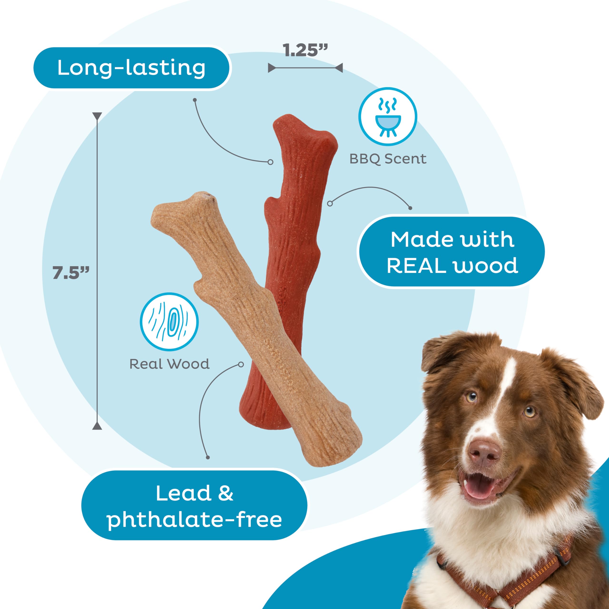 Foto 4 | Juguetes Masticables Para Perros Outward Hound Dogwood, Duraderos, Paquete De 2 Unidades, Tamaño Mediano - Venta