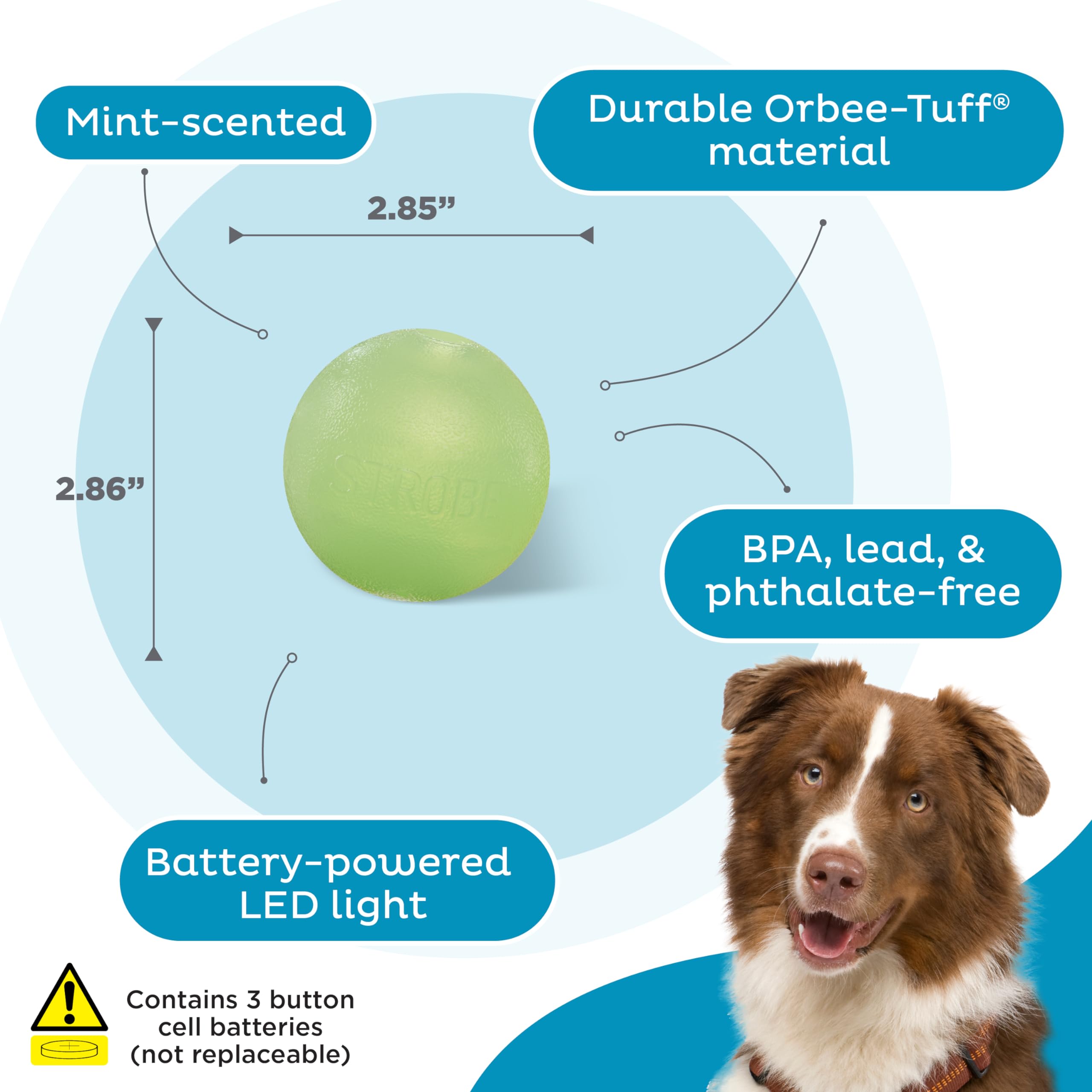 Foto 4 | Bola Estroboscópica Led Outward Hound Orbee-tuff De Juguete Para Perros, Color Verde - Venta Internacional.