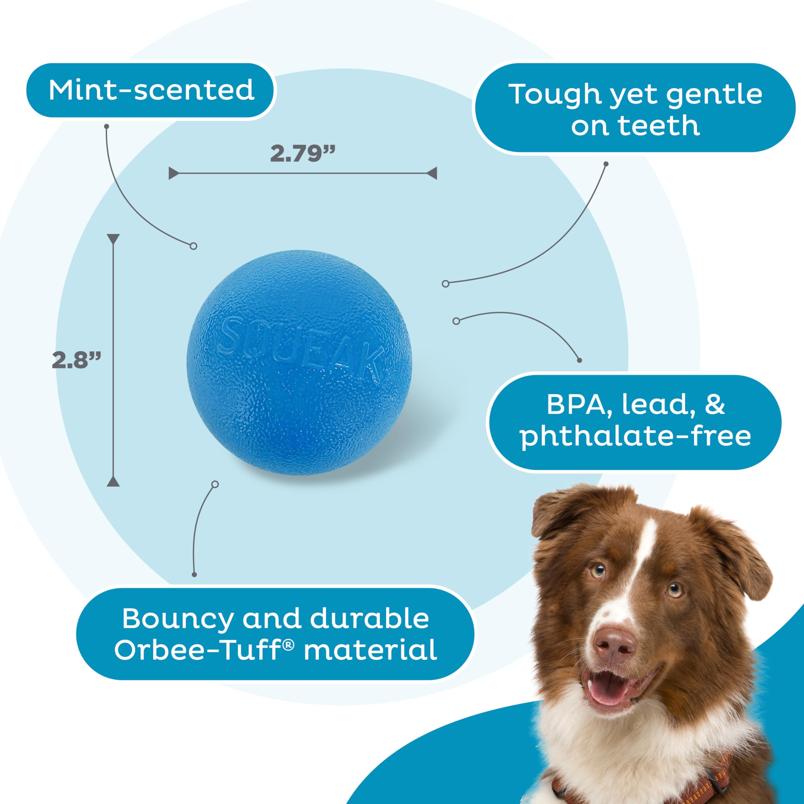 Foto 5 pulgar | Dog Fetch Toy Outward Hound Orbee-tuff Squeak Ball Azul - Venta Internacional.