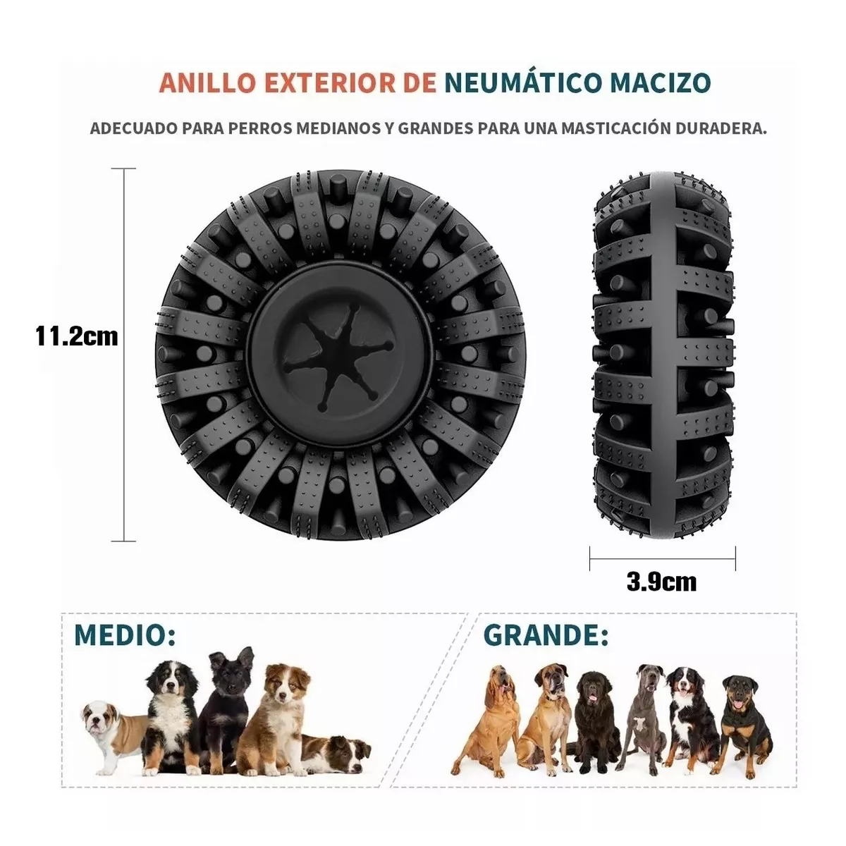 Foto 3 pulgar | Juguete Para Perro Mordible, Neumáticos Goma Eo Safe Imports Esi-15277 Negro