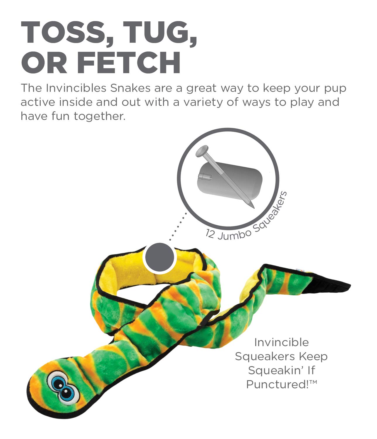 Foto 3 pulgar | Juguete De Peluche Para Perros Outward Hound Invincibles Green Snake Xxl - Venta Internacional.