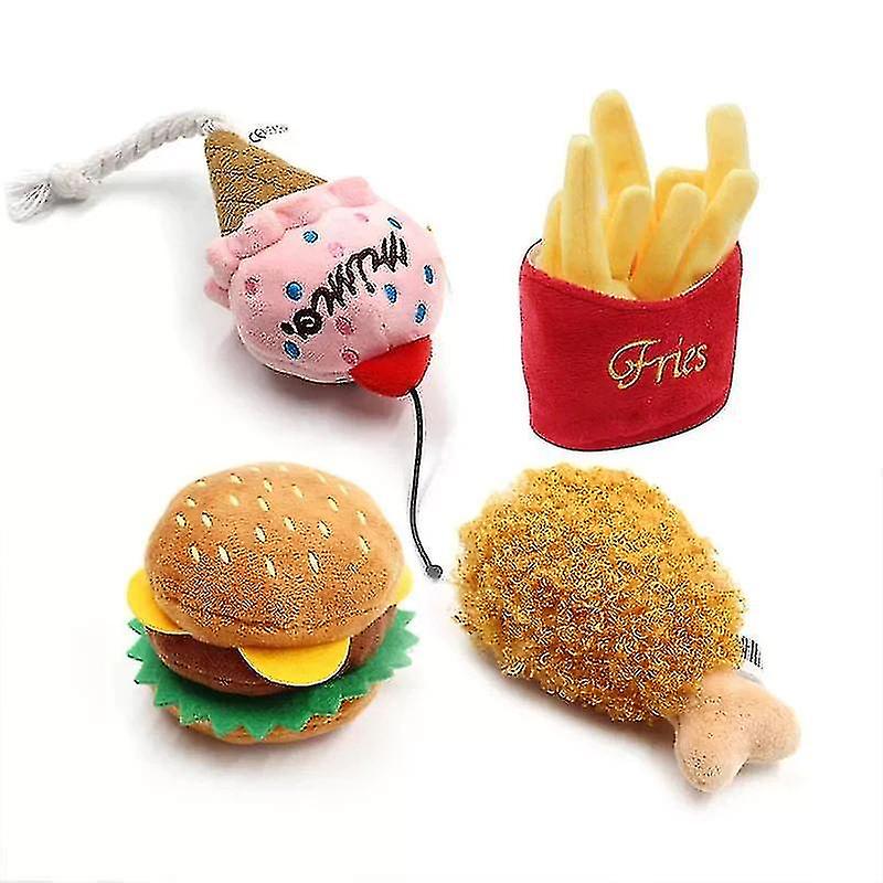 Juguete Suave De Peluche Para Perros Con Forma De Hamburguesa Con Forma De Patatas Fritas - Venta Internacional.
