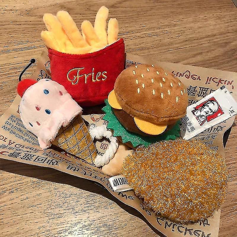 Foto 3 pulgar | Juguete Suave De Peluche Para Perros Con Forma De Hamburguesa Con Forma De Patatas Fritas - Venta Internacional.