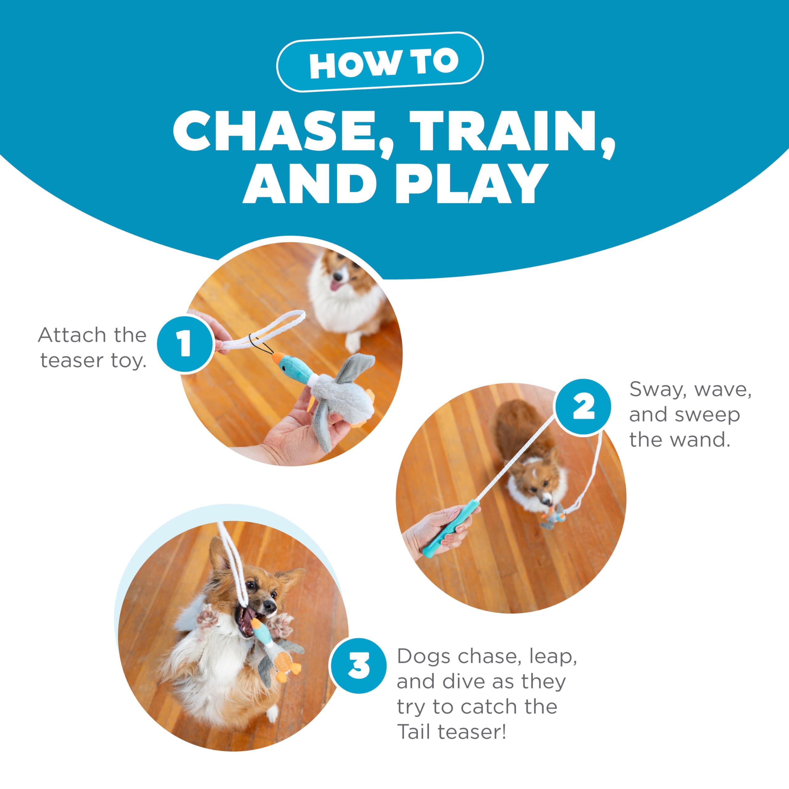 Foto 5 pulgar | Dog Wand Toy Outward Hound Tail Teaser Interactivo Con Chirriador - Venta Internacional.