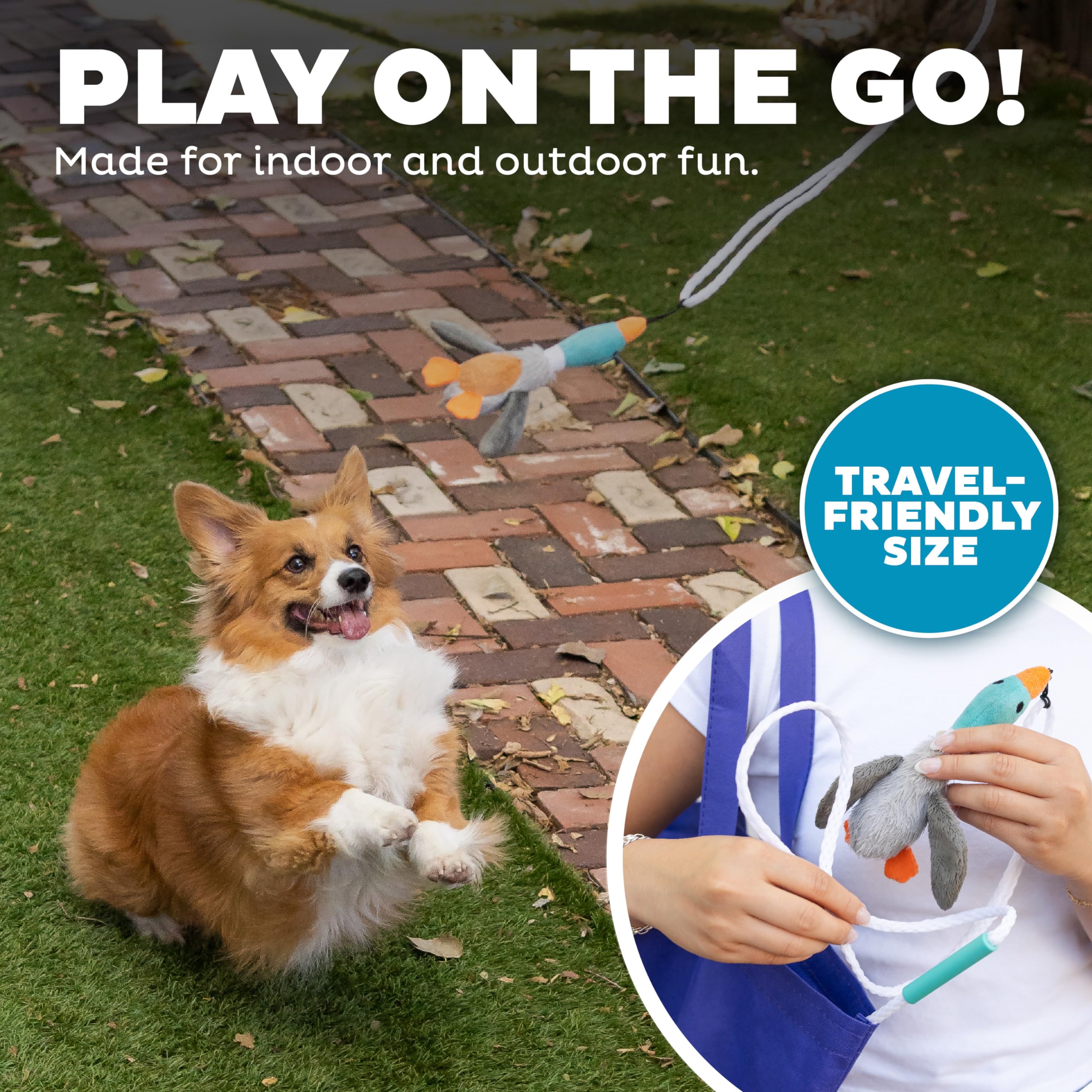 Foto 6 pulgar | Dog Wand Toy Outward Hound Tail Teaser Interactivo Con Chirriador - Venta Internacional.