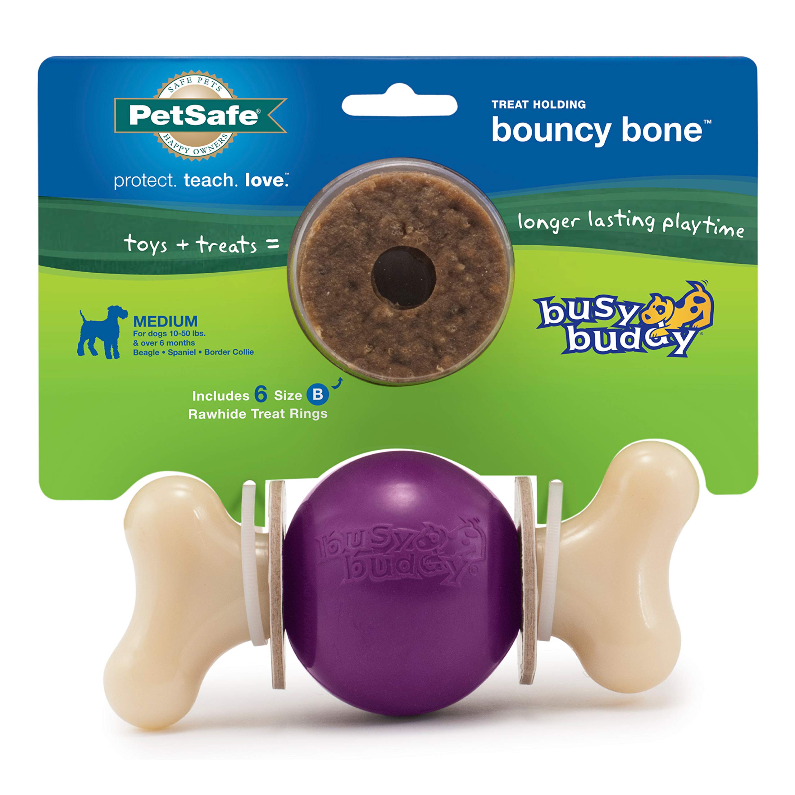 Foto 2 pulgar | Toy Petsafe Busy Buddy Bouncy Bone Para Perros, Color Morado, Tamaño Mediano - Venta Internacional.