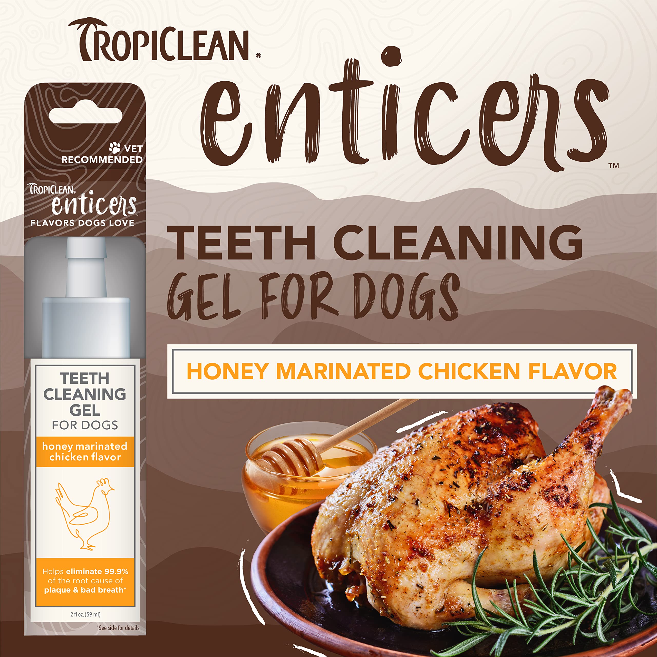 Foto 3 pulgar | Gel Limpiador Dental Tropiclean Enticers Honey Chicken 60 Ml - Venta Internacional.
