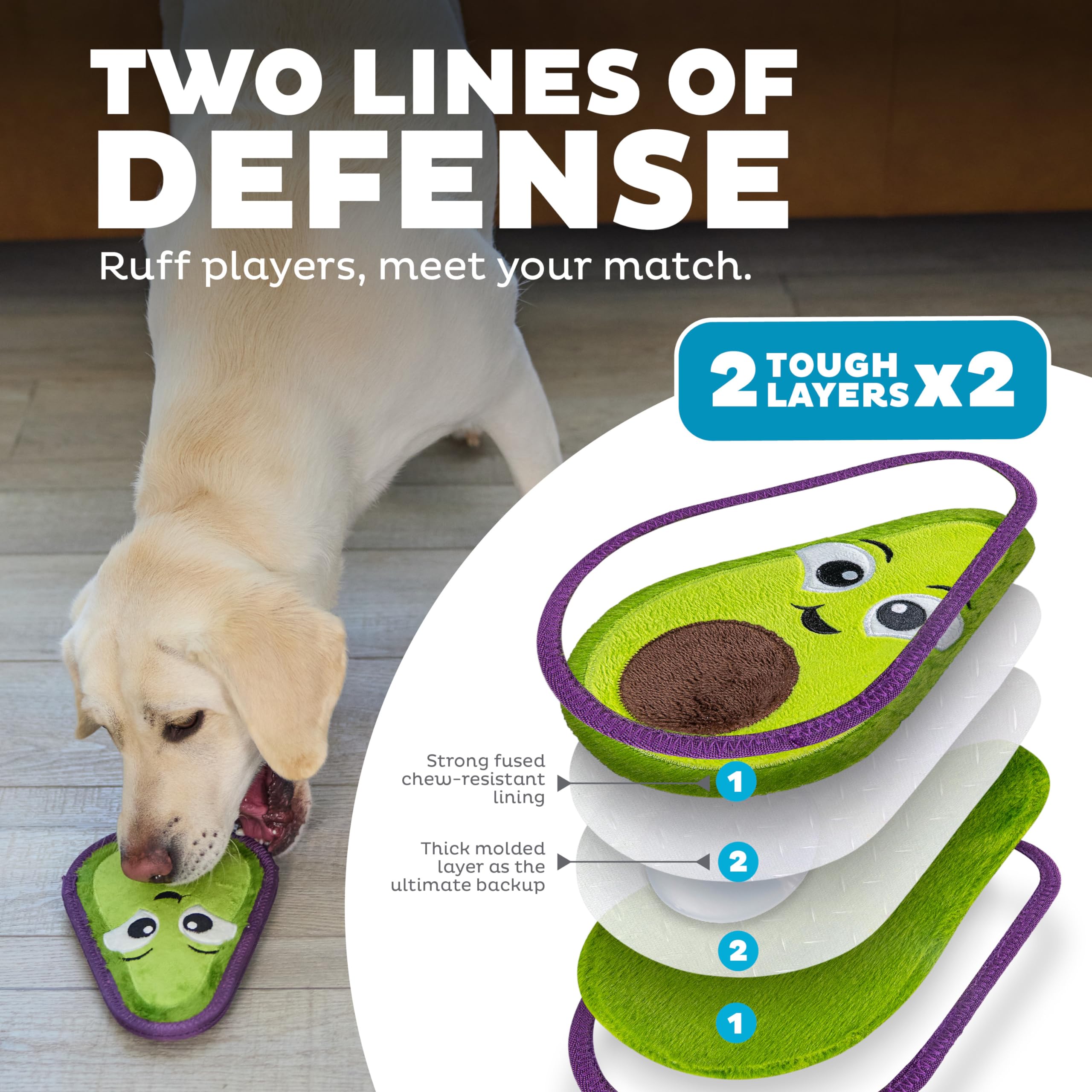 Foto 3 pulgar | Juguete Para Perros Outward Hound Tough Skinz Durable Squeaky Avocado - Venta Internacional.