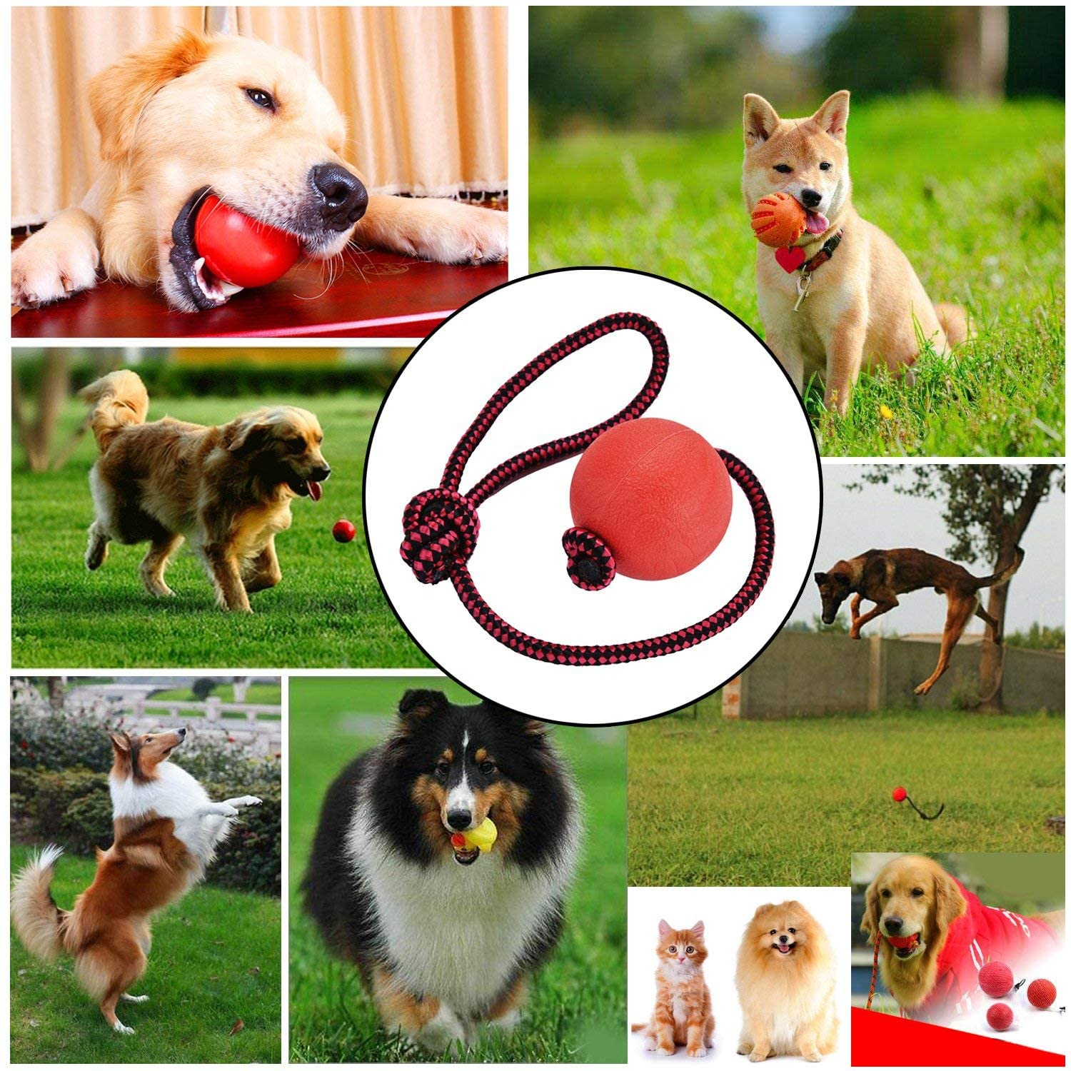 Foto 4 pulgar | Pelota De Cuerda Jieyou Para Perros, Goma Elástica Natural, 3 Unidades - Venta Internacional.