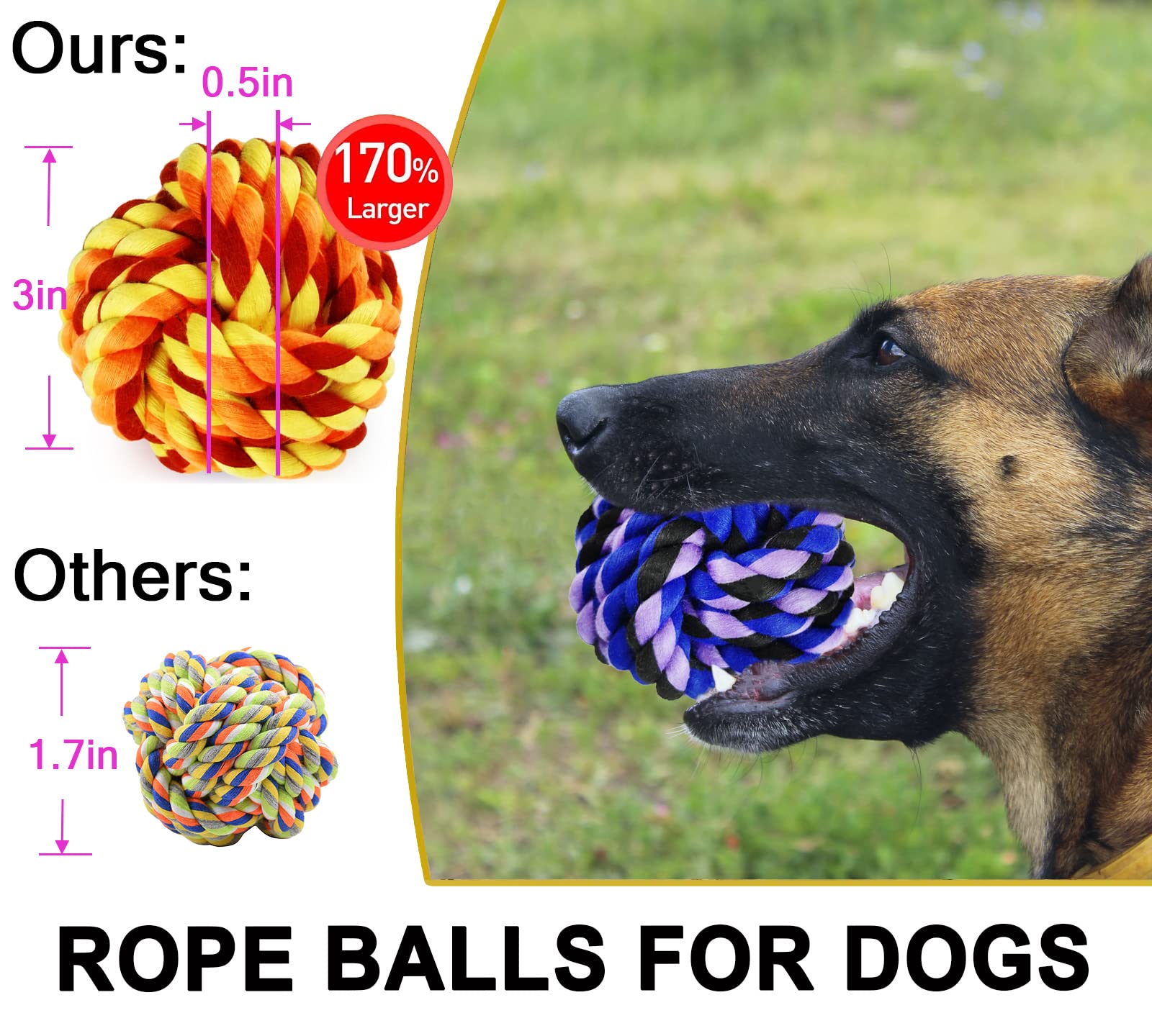 Foto 4 pulgar | Dog Chew Toys Losfong, Paquete De 6 Bolas De Cuerda De Algodón Para Perros Grandes - Venta Internacional.