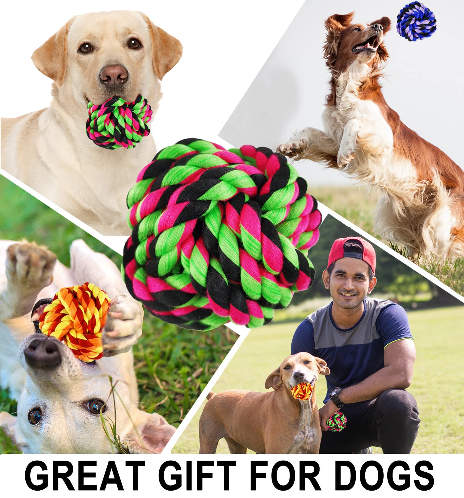 Foto 7 pulgar | Dog Chew Toys Losfong, Paquete De 6 Bolas De Cuerda De Algodón Para Perros Grandes - Venta Internacional.