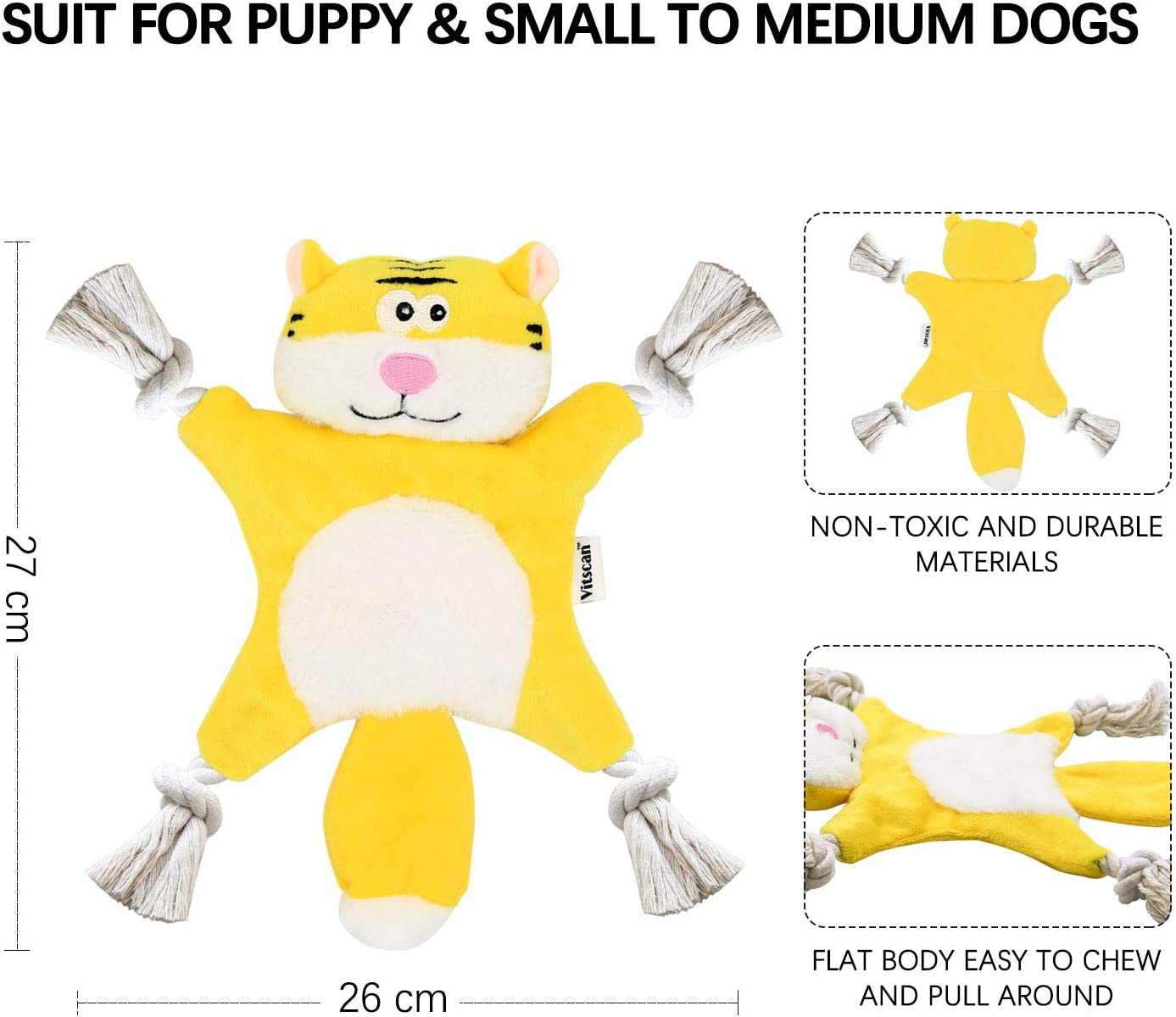Juguete Para Perros Huoguo Stuffless Tiger Con Arrugas Y Chirridos Para Cachorro - Venta Internacional.