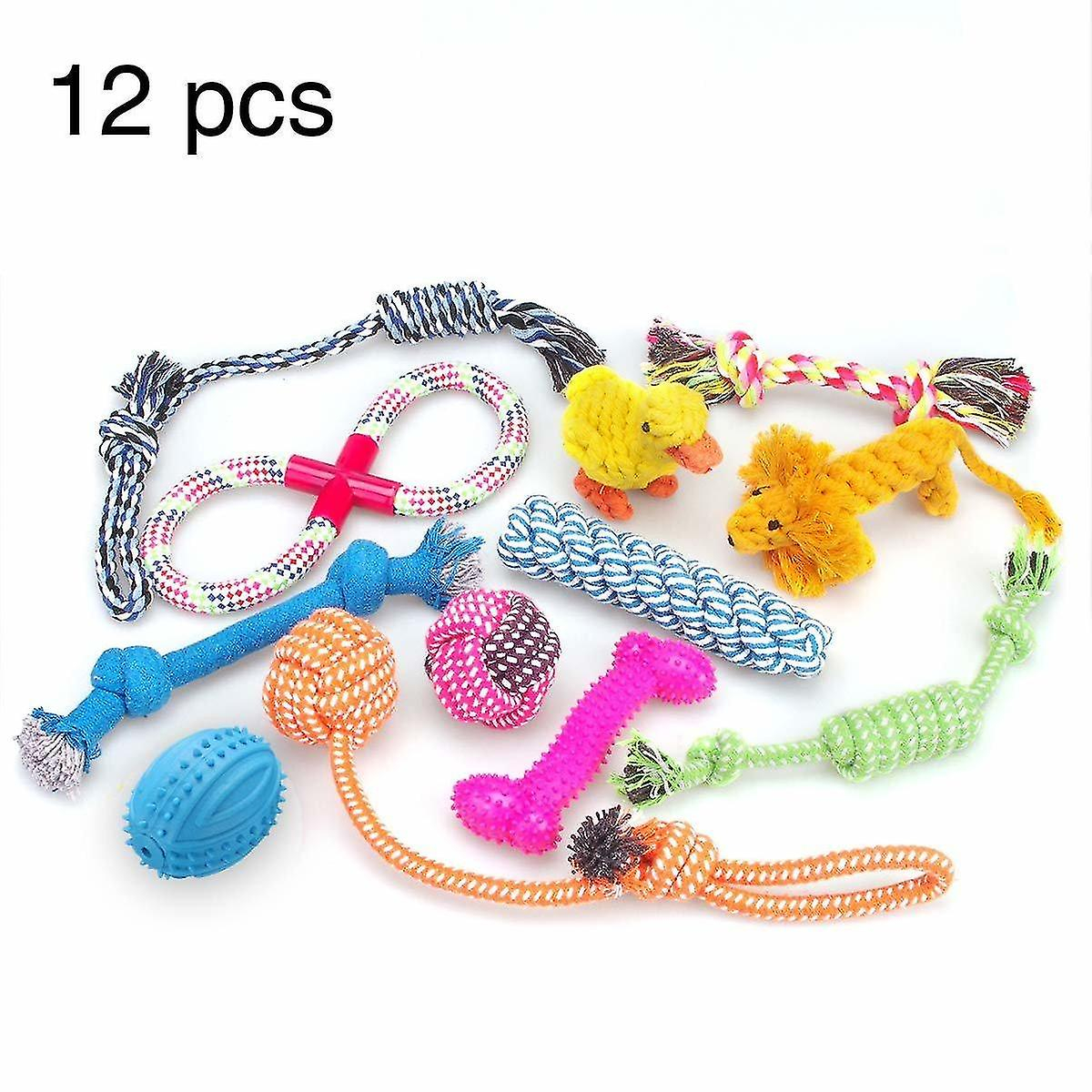Foto 2 pulgar | Dog Toys Huoguo Set De Regalo, Paquete De 12 Unidades, Cuerda Para Masticar Perros Chirriantes - Venta Internacional.