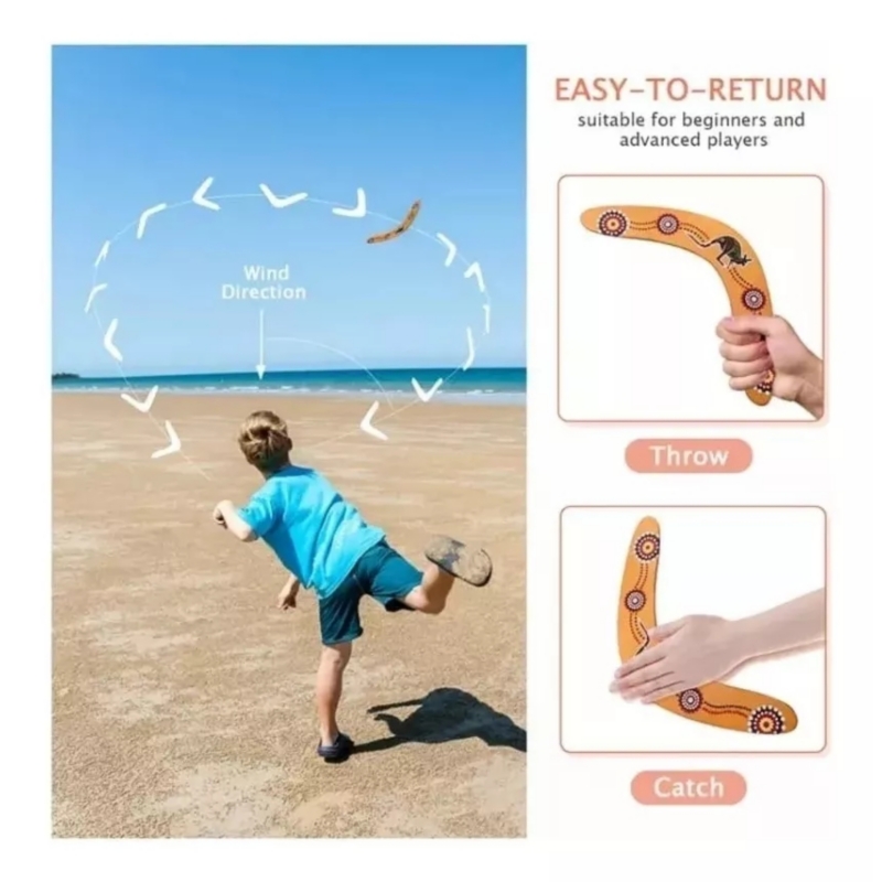 Foto 4 pulgar | Juguete Volador Boomerang De Madera Para Exteriores Boomerang - Venta Internacional.
