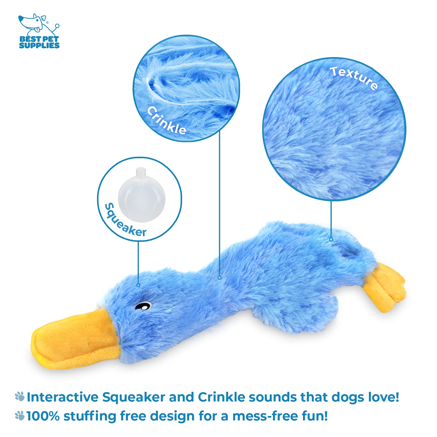 Foto 4 pulgar | Juguete Arrugado Para Perros Best Pet Supplies, Pato, Para Todas Las Razas, Azul - Venta Internacional.