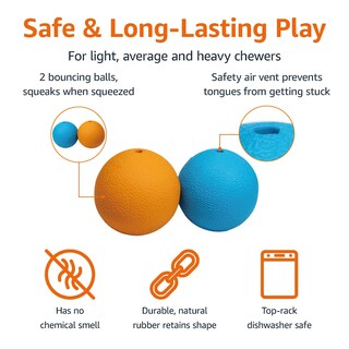 Foto 2 | Pelotas Para Perros Squeaker Toy Amazon Basics, 3 Pulgadas, 2 Unidades, Azul Y Naranja - Venta Internacional.