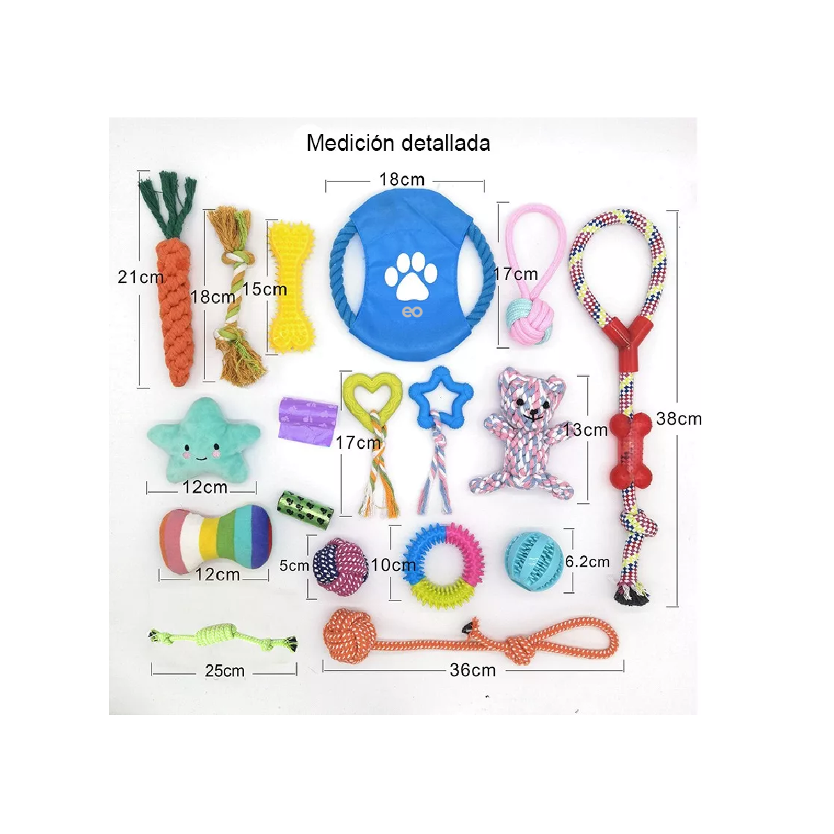 Foto 3 pulgar | Kit De 18 Piezas Juguete De Cuerda Para Perro Eo Safe Imports Esi-8847-1 Multicolor