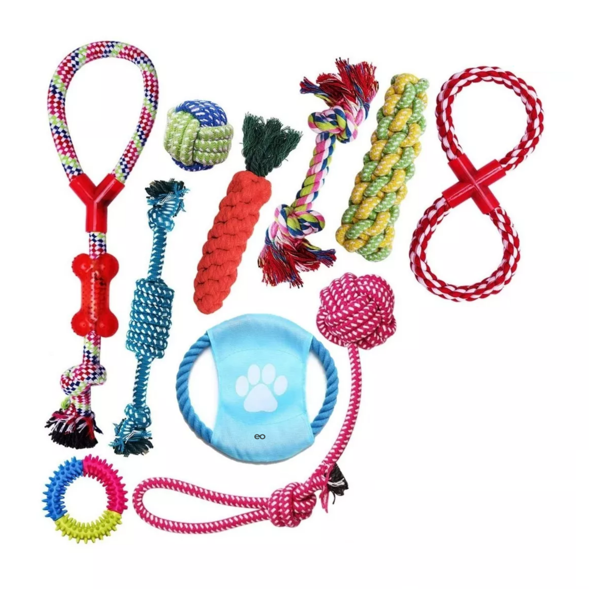Set Juguetes De Cuerda Para Perro Morder 10pz Eo Safe Imports Esi-7860-1 Multicolor