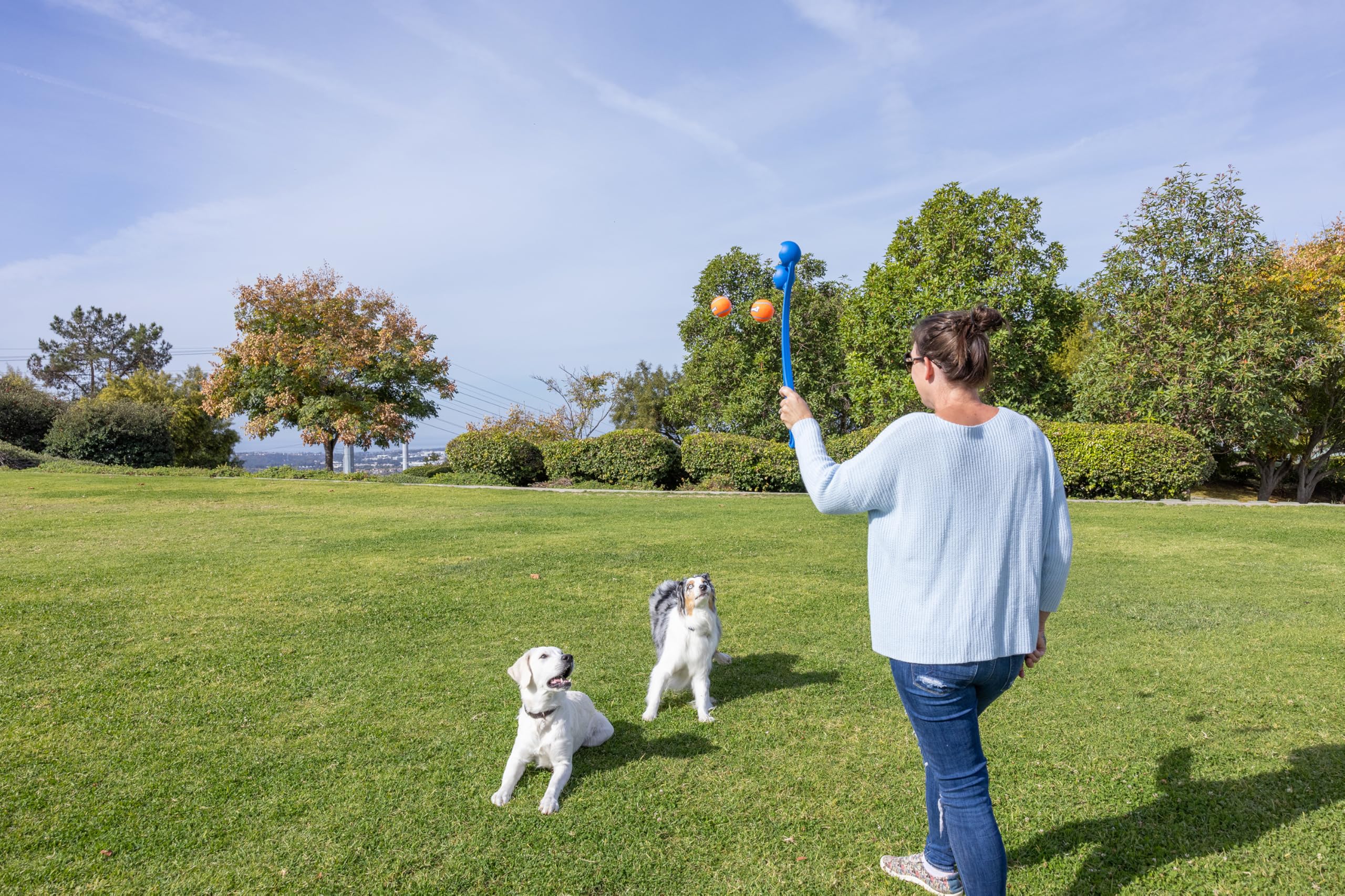 Foto 6 pulgar | Juguete Para Perros Chuckit! El Lanzador Doble Duo 22m Con 2 Pelotas De Tenis - Venta Internacional.