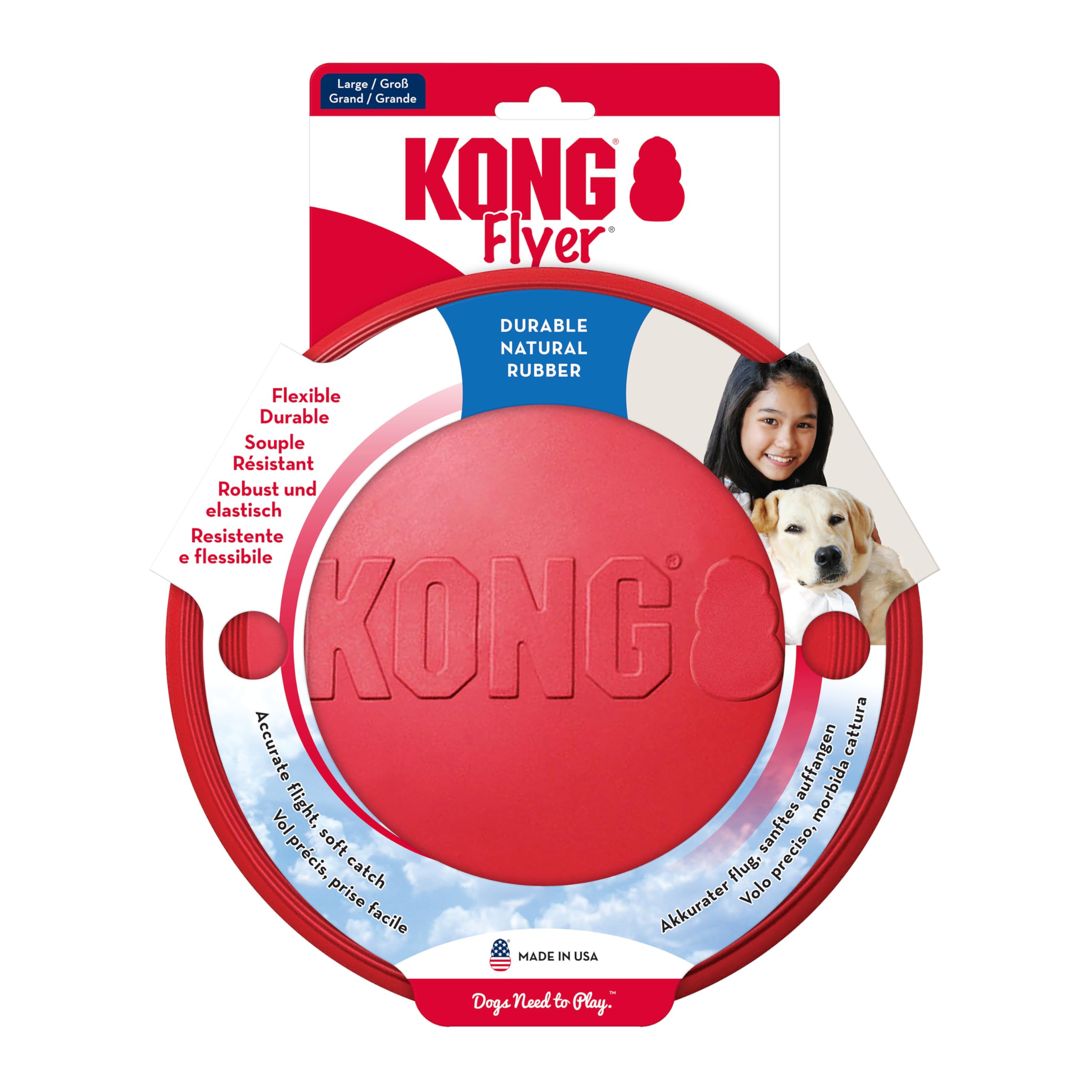 Foto 2 pulgar | Dog Toy Kong Flyer De Caucho Natural Duradero Para Perros Medianos Y Grandes - Venta Internacional.