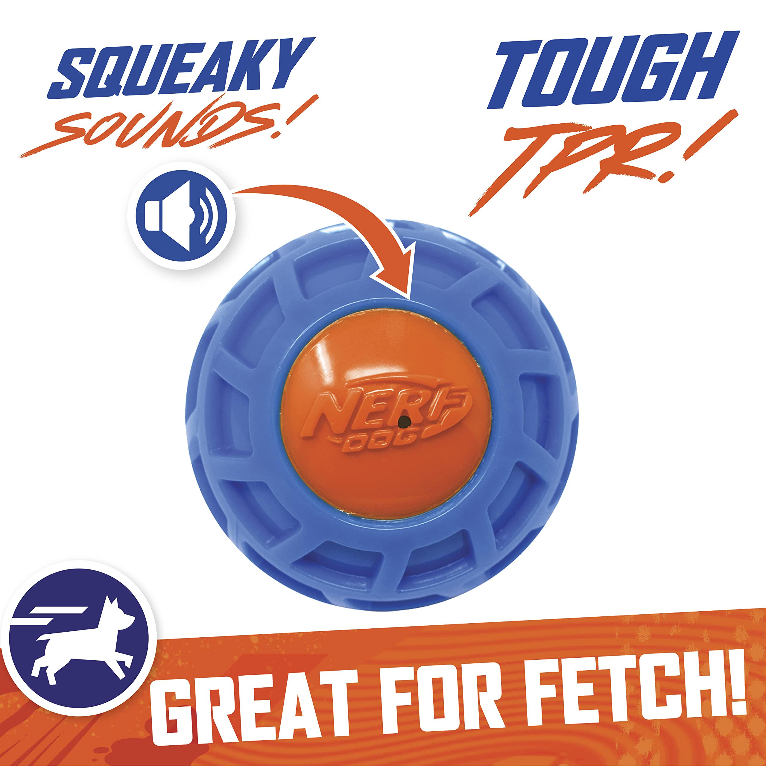 Foto 4 pulgar | Squeak Ball Nerf Dog Tpr Exo Azul/naranja 7,6 Cm - Venta Internacional.