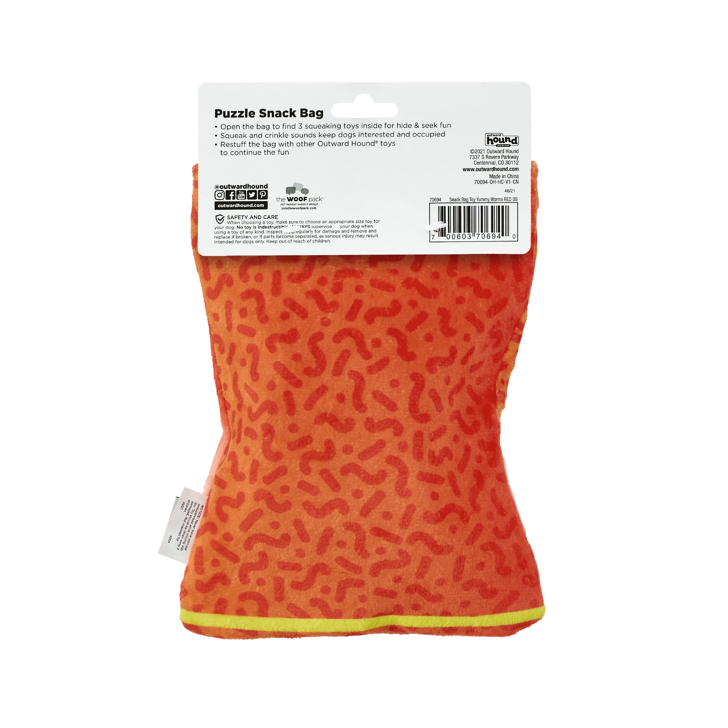Foto 8 pulgar | Bolsa De Aperitivos Outward Hound Para Perros Yummy Worms Puzzle Squeaky - Venta Internacional.