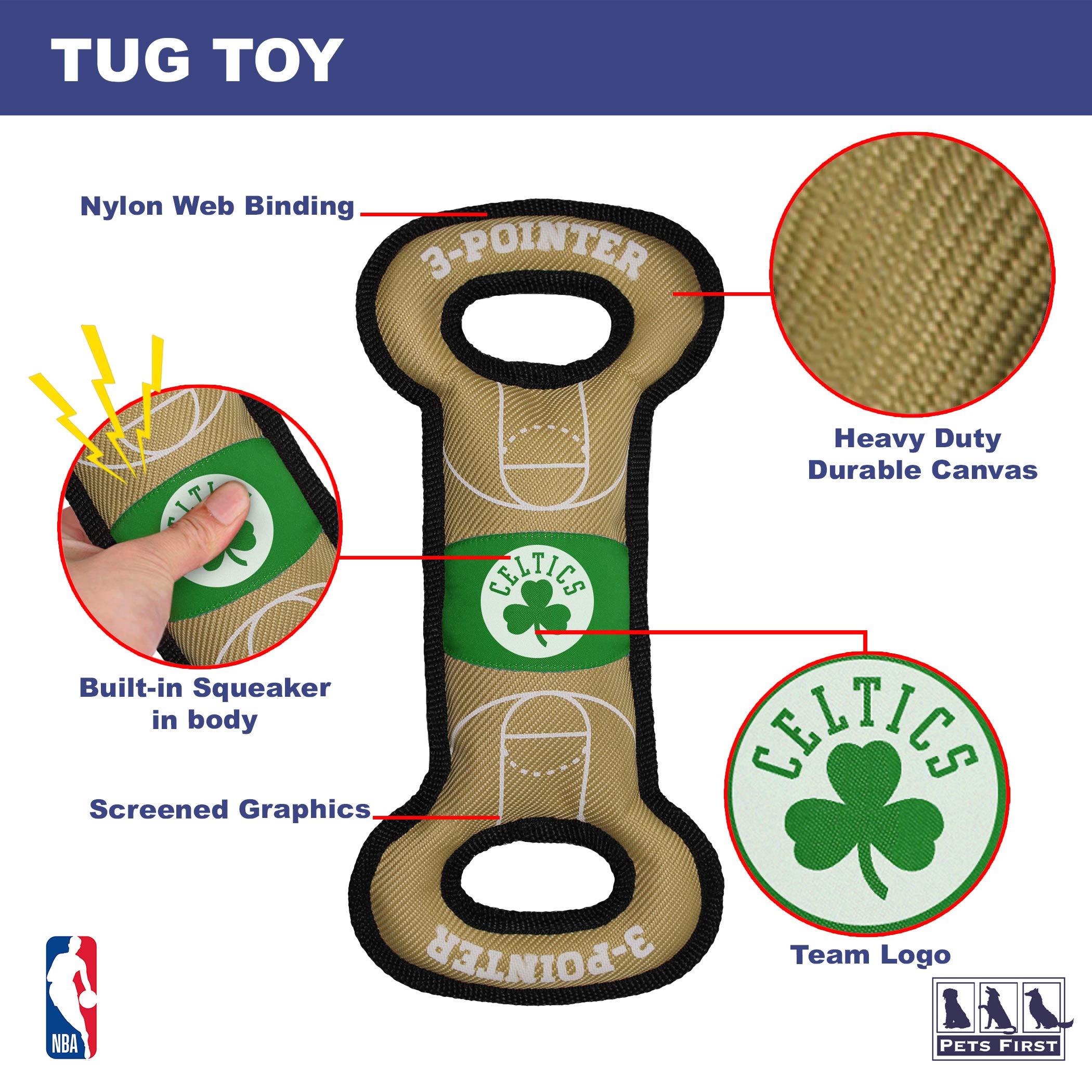 Foto 4 pulgar | Pet Toy Pets First Nba Boston Celtics Field Juguete De Nailon - Venta Internacional.