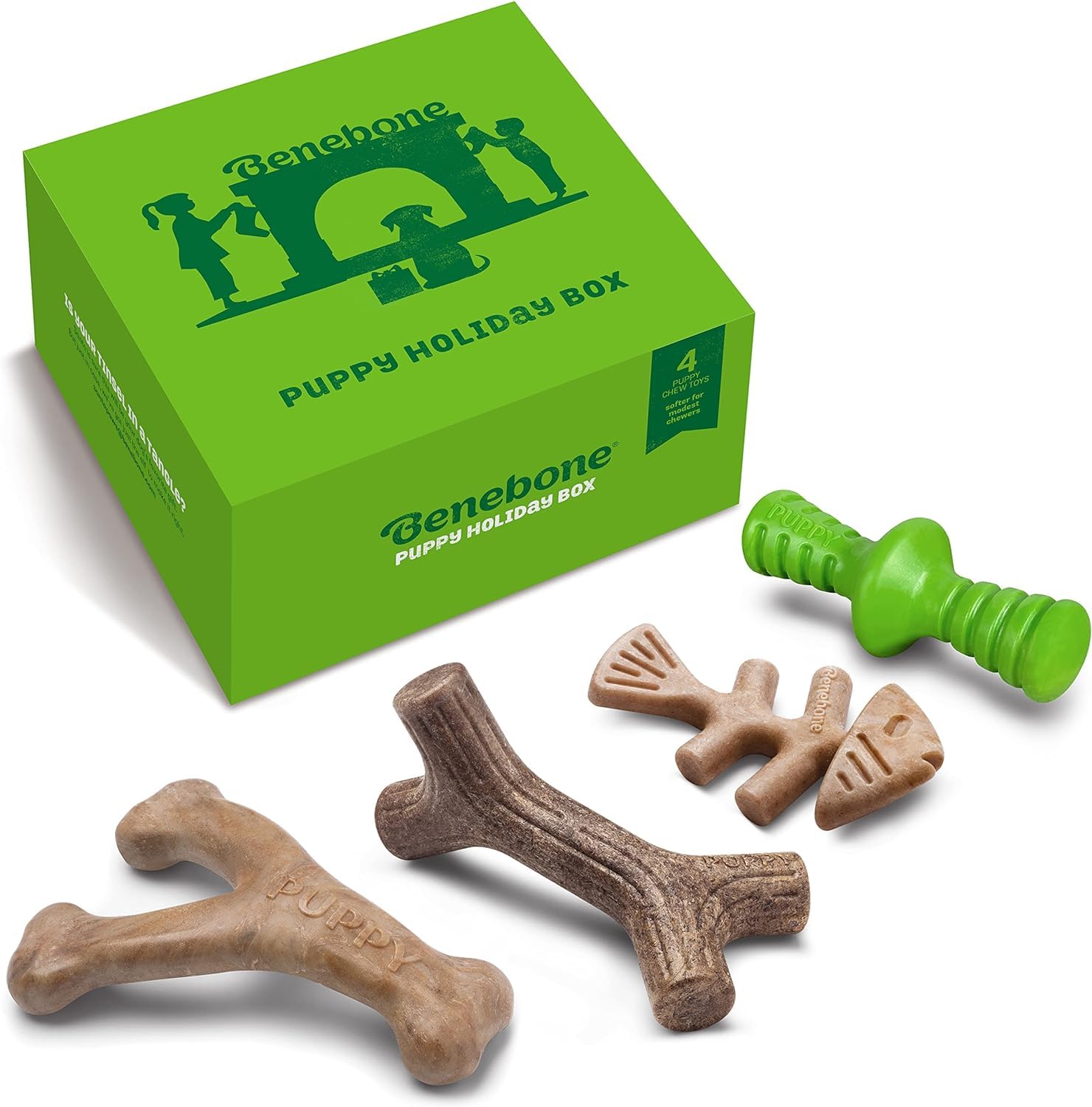 Foto 2 pulgar | Juguetes Masticables Para Perros Benebone Puppy Holiday, Paquete De 4, Fabricados En Ee. Uu. - Venta Internacional.