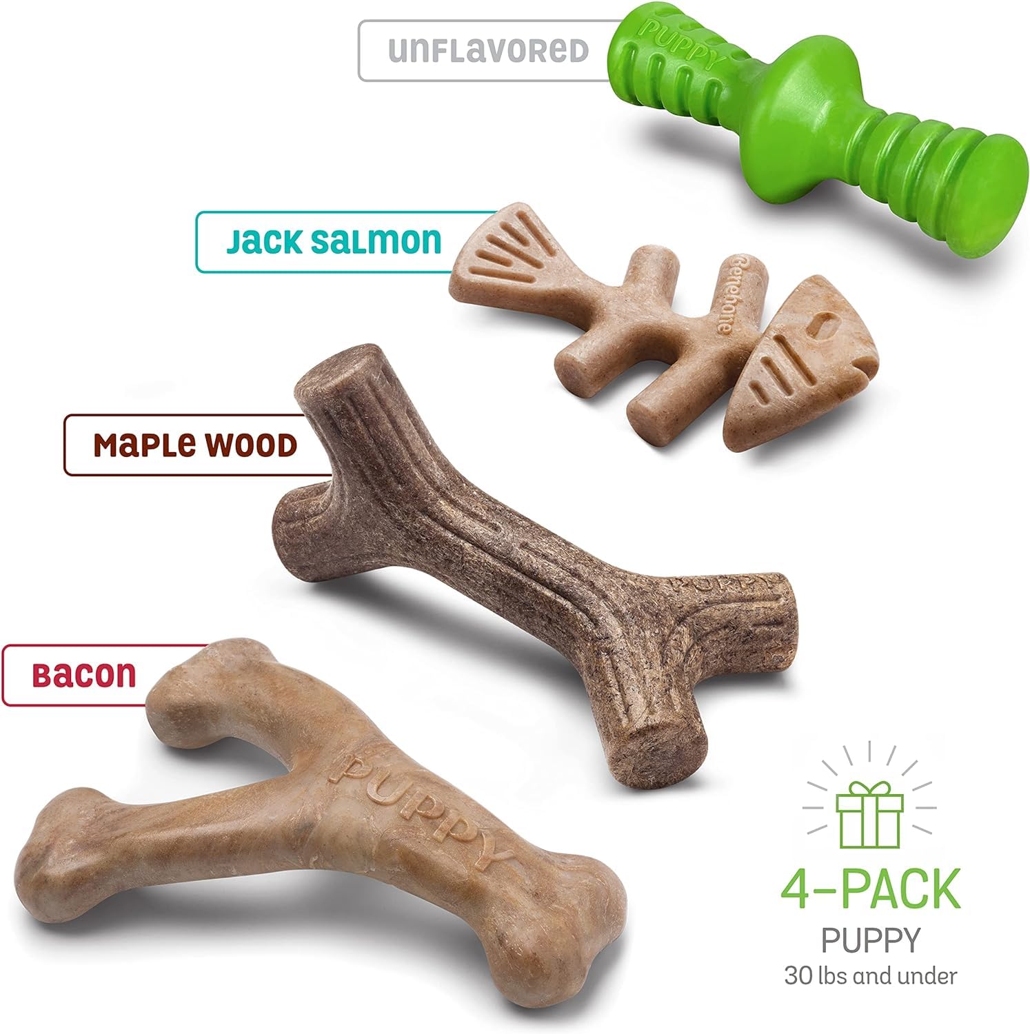 Foto 8 pulgar | Juguetes Masticables Para Perros Benebone Puppy Holiday, Paquete De 4, Fabricados En Ee. Uu. - Venta Internacional.