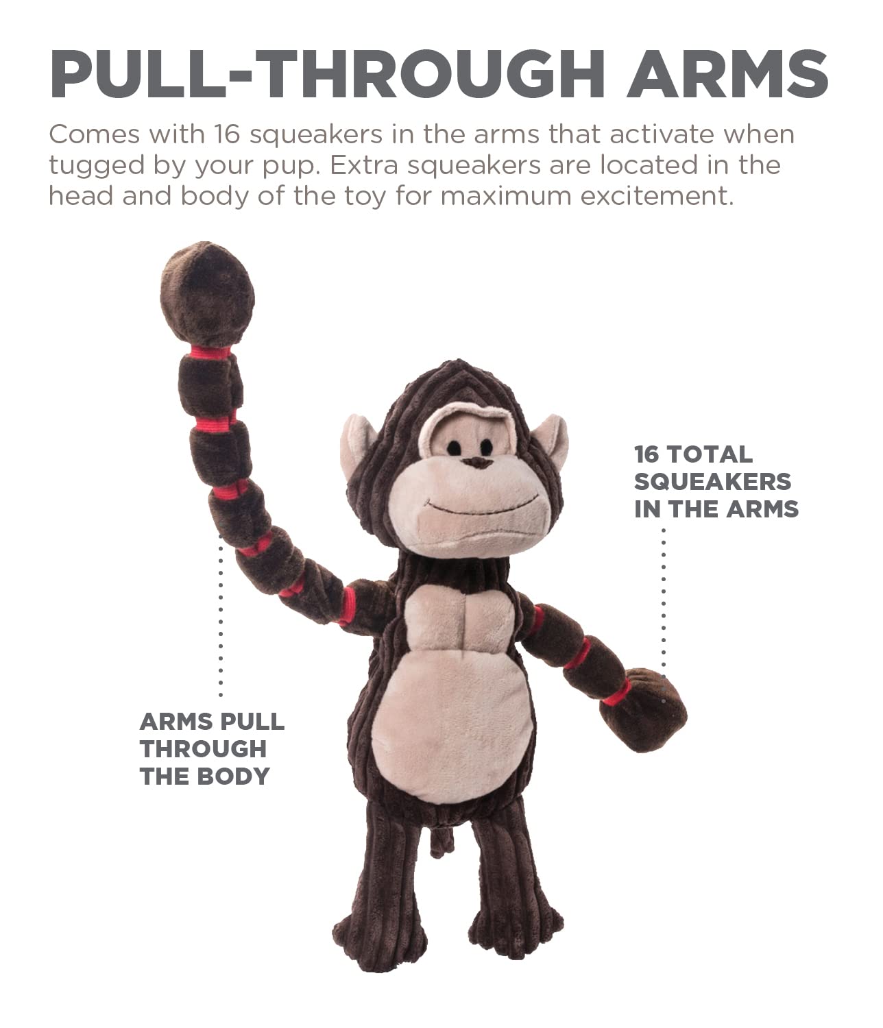 Foto 6 pulgar | Juguete Para Perros Outward Hound Thunda Tugga Gorilla Plush & Squeaky - Venta Internacional.