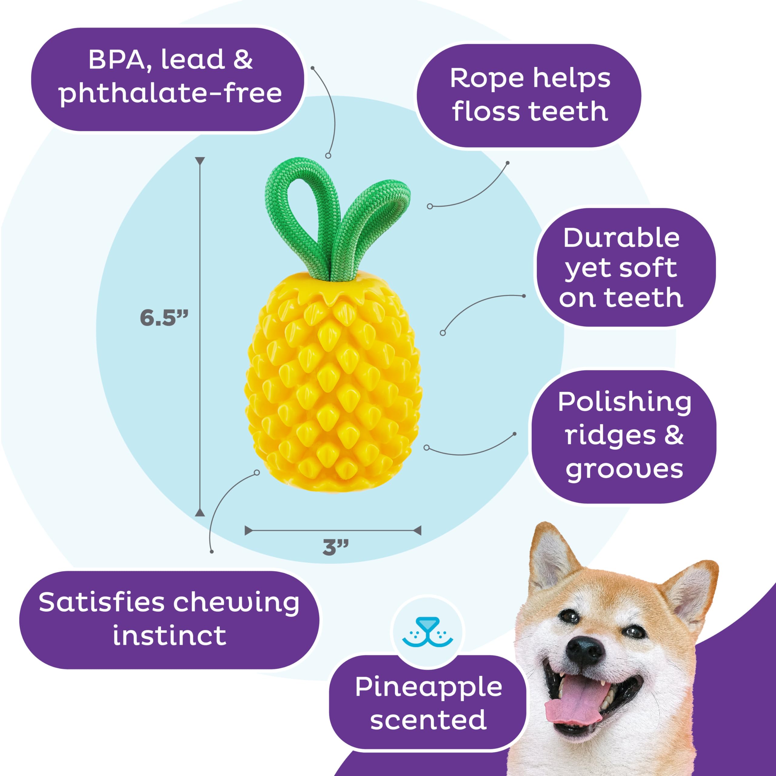 Foto 4 pulgar | Juguete Masticable Outward Hound Dental Pineapple Para Perro, Color Amarillo - Venta Internacional.