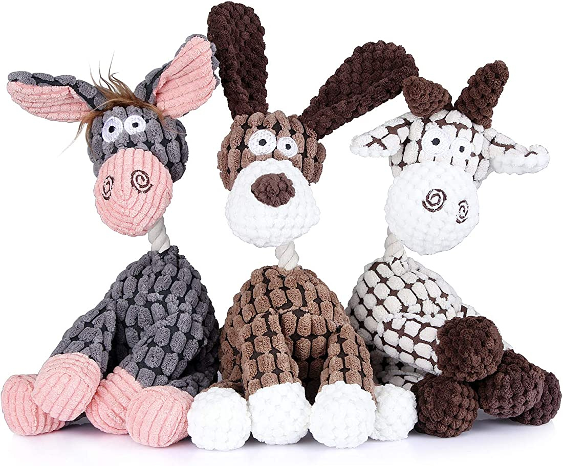 Juguete Para Perros Huoguo Squeaky Plush, Paquete De 3 Para Limpiar Los Dientes De Los Cachorros - Venta Internacional.