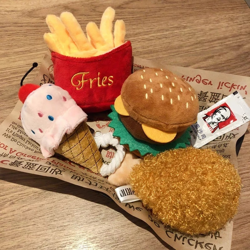 Foto 2 pulgar | Juego De Juguetes Para Perros Relleno De Hamburguesa De Peluche Con Patatas Fritas Chirriantes - Venta Internacional.