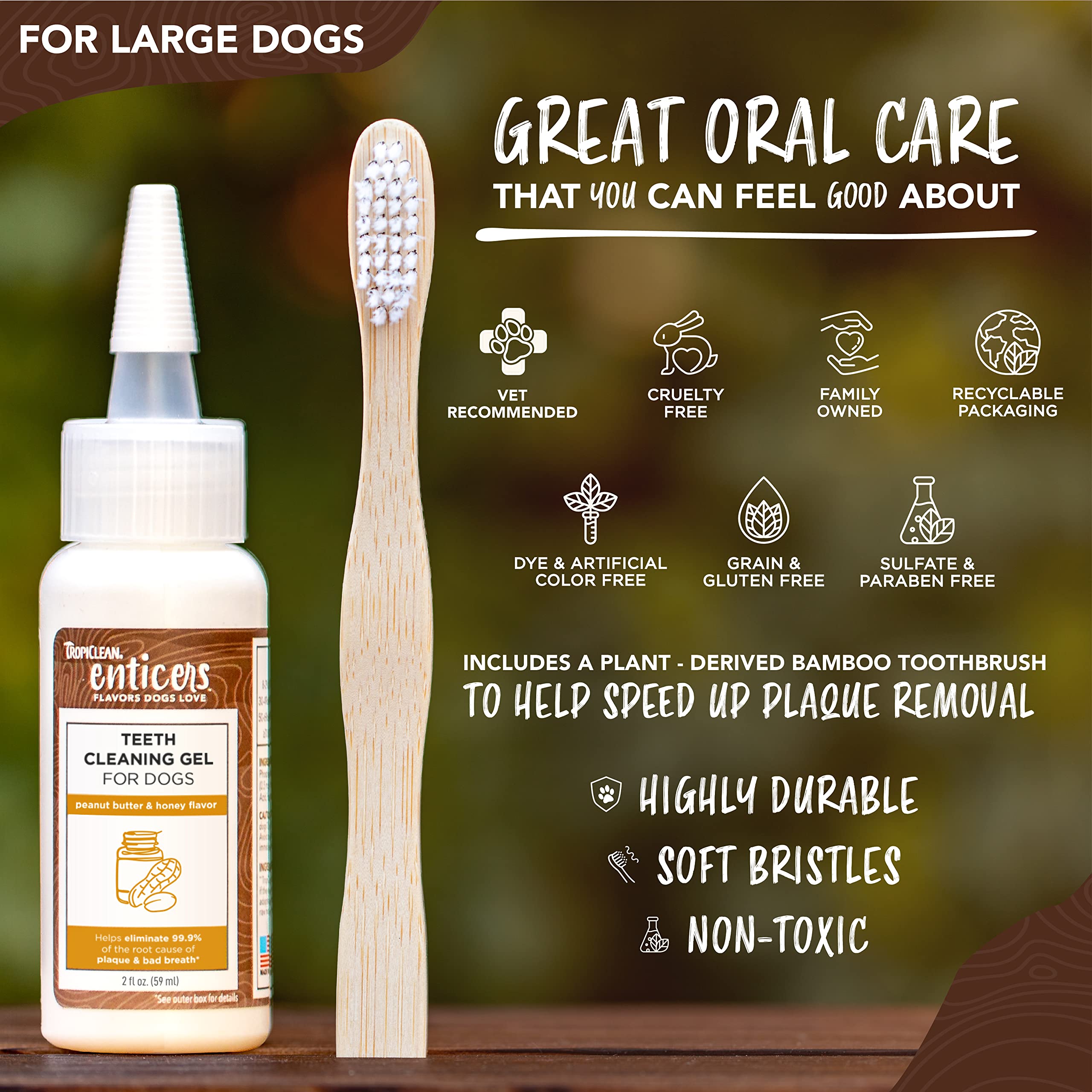 Foto 6 pulgar | Gel Limpiador Dental Y Cepillo De Dientes Para Perros Grandes Tropiclean - Venta Internacional.